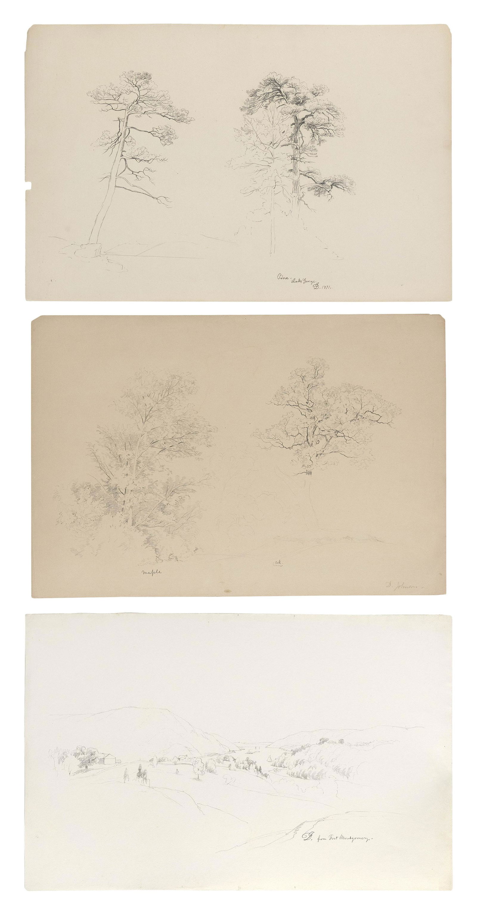 DAVID JOHNSON (New York, 1827-1908), Three sketches, (1 of 1)