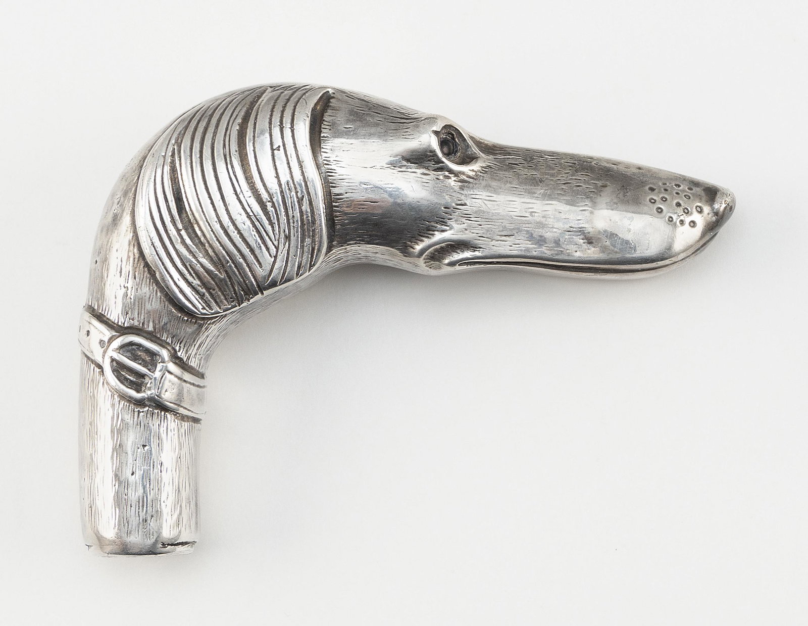 STERLING SILVER DOG'S HEAD CANE HANDLE (1 of 2)