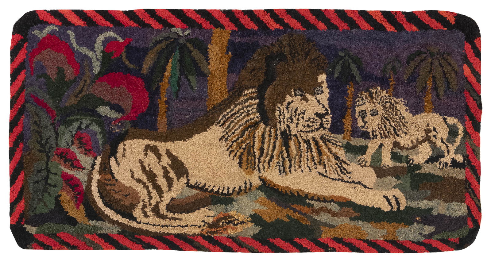 PICTORIAL HOOKED RUG Mid-20th Century 32” x (1 of 1)