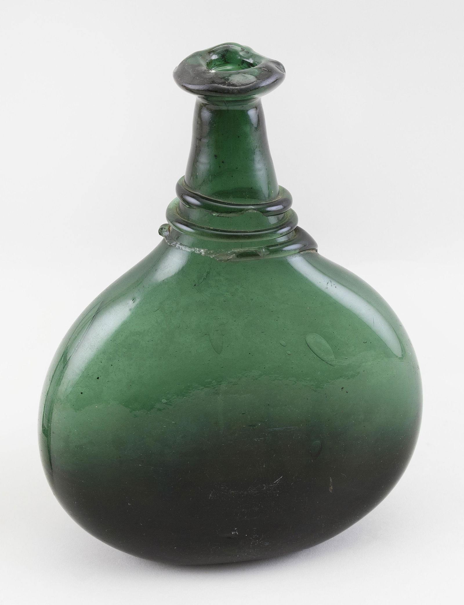 GREEN BLOWN GLASS BOTTLE Early 19th Century Height (1 of 2)