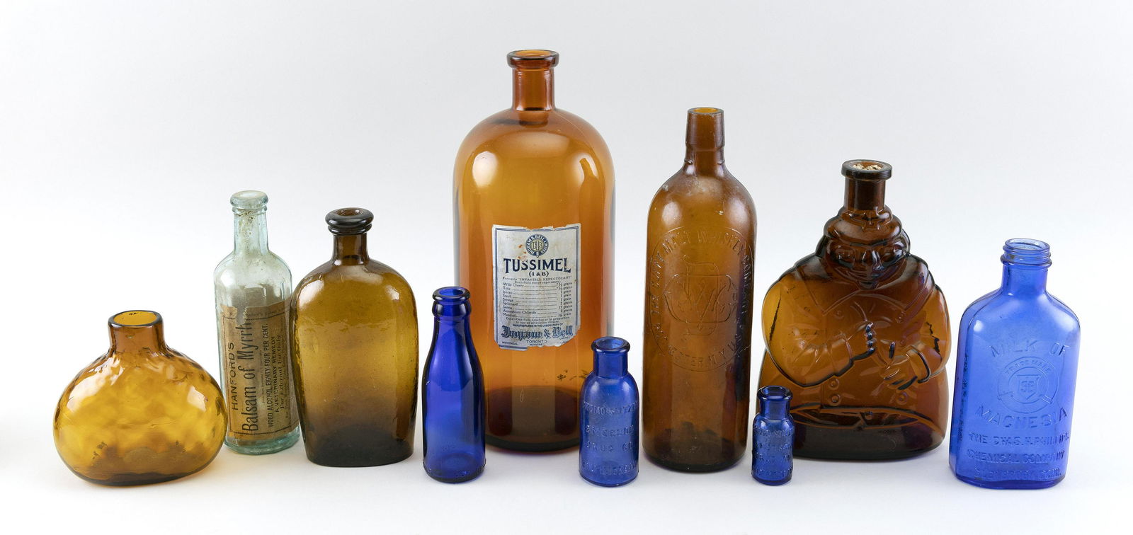TEN EARLY BLOWN GLASS BOTTLES 19th/Early 20th Century (1 of 1)