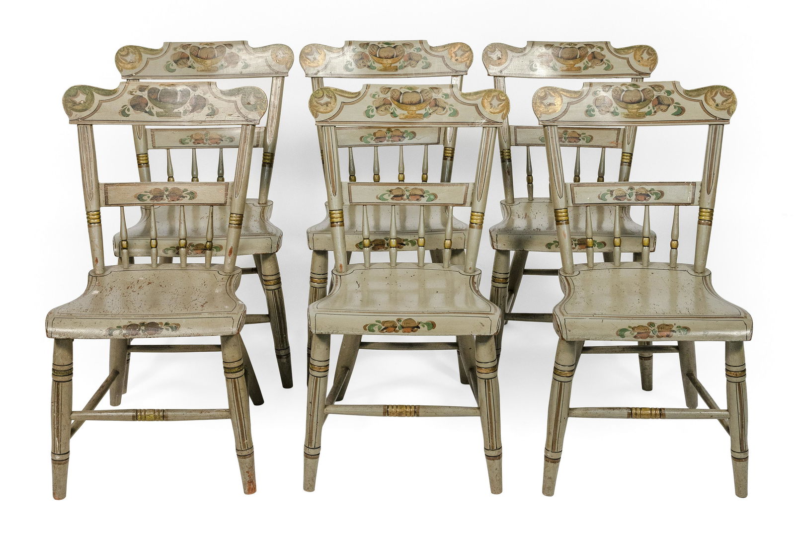 SET OF SIX PENNSYLVANIA PLANK-SEAT SIDE CHAIRS Mid-19th (1 of 1)