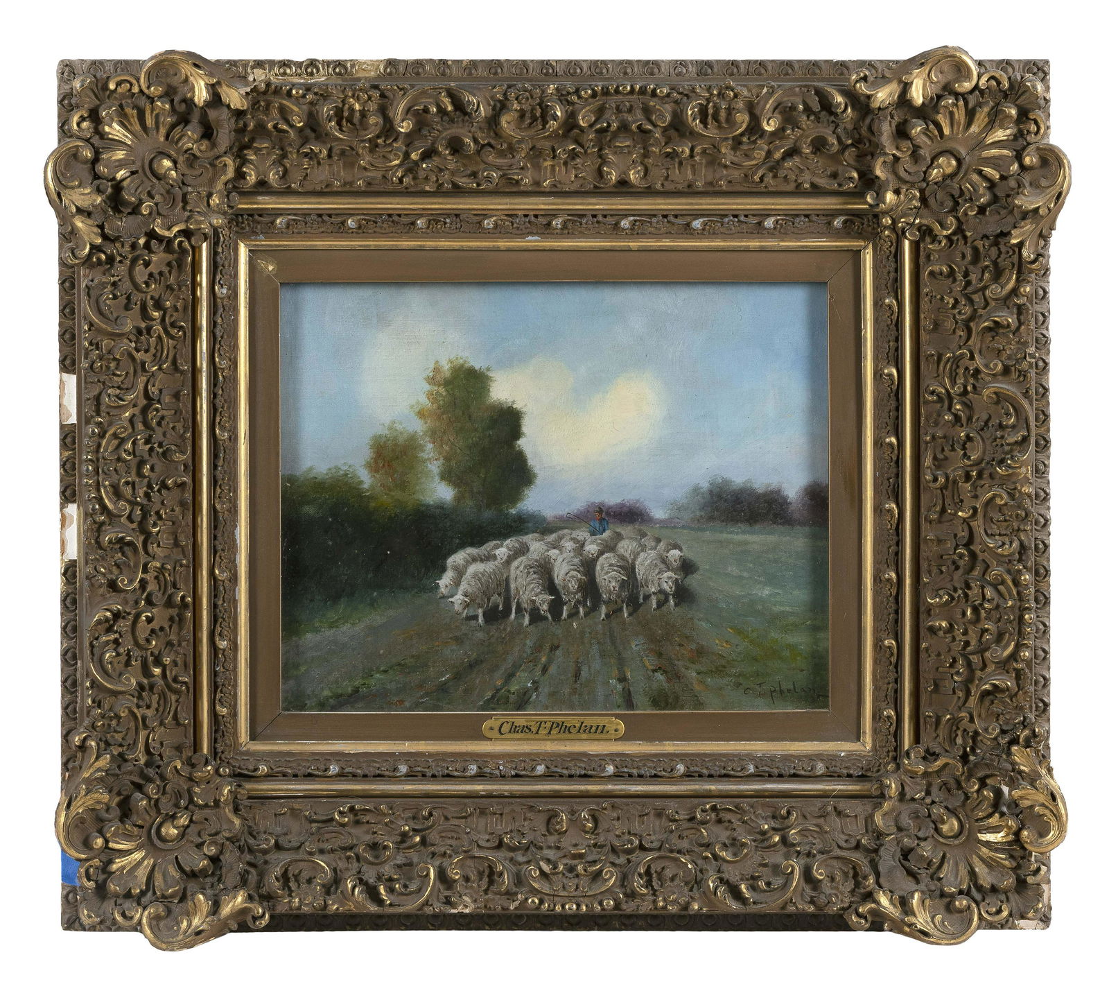 CHARLES PHELAN (New York, b. 1840), A shepherd and his (1 of 2)