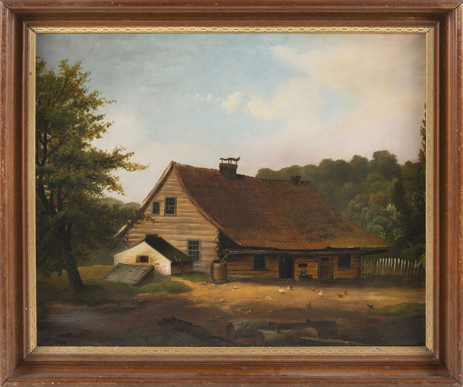 AMERICAN SCHOOL (Late 19th Century,), Chickens grazing (1 of 2)