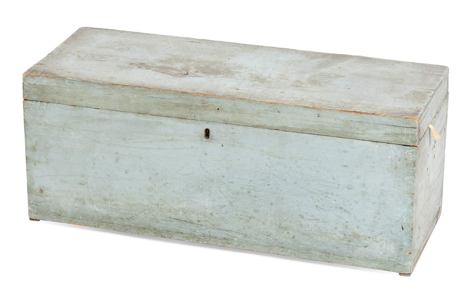 BLUE-PAINTED PINE CHEST 19th Century Height 13.5” (1 of 1)