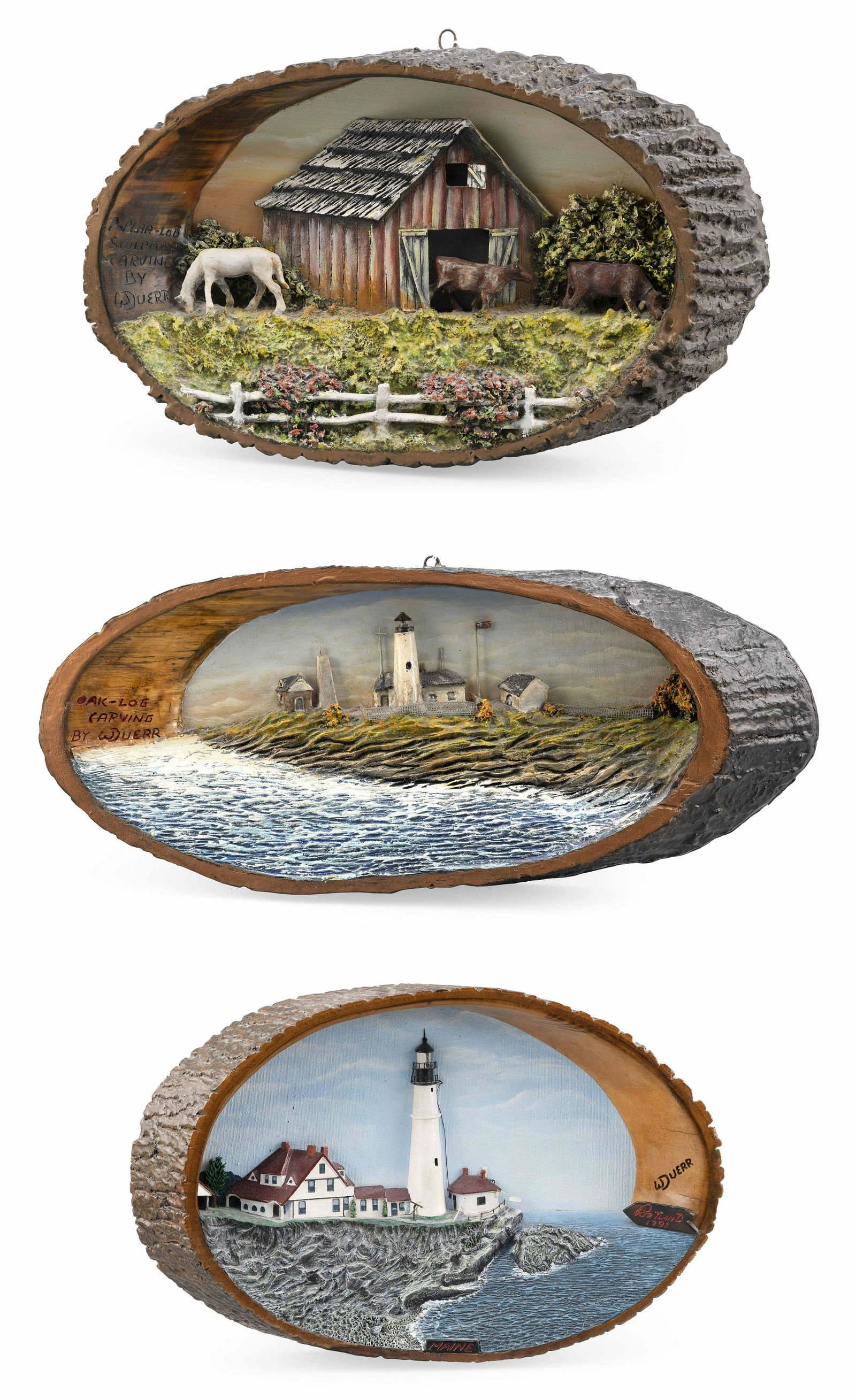 WILLIAM DUERR (Ohio, 20th Century), Three painted (1 of 7)