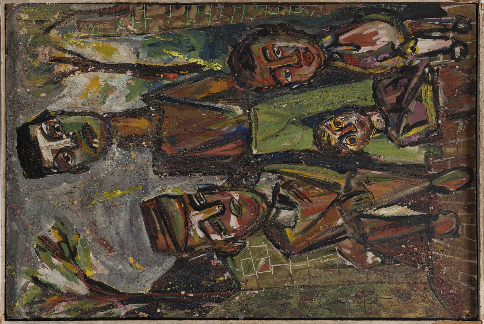 AMERICAN SCHOOL (Circa 1950,), Abstract figures., Oil (1 of 1)