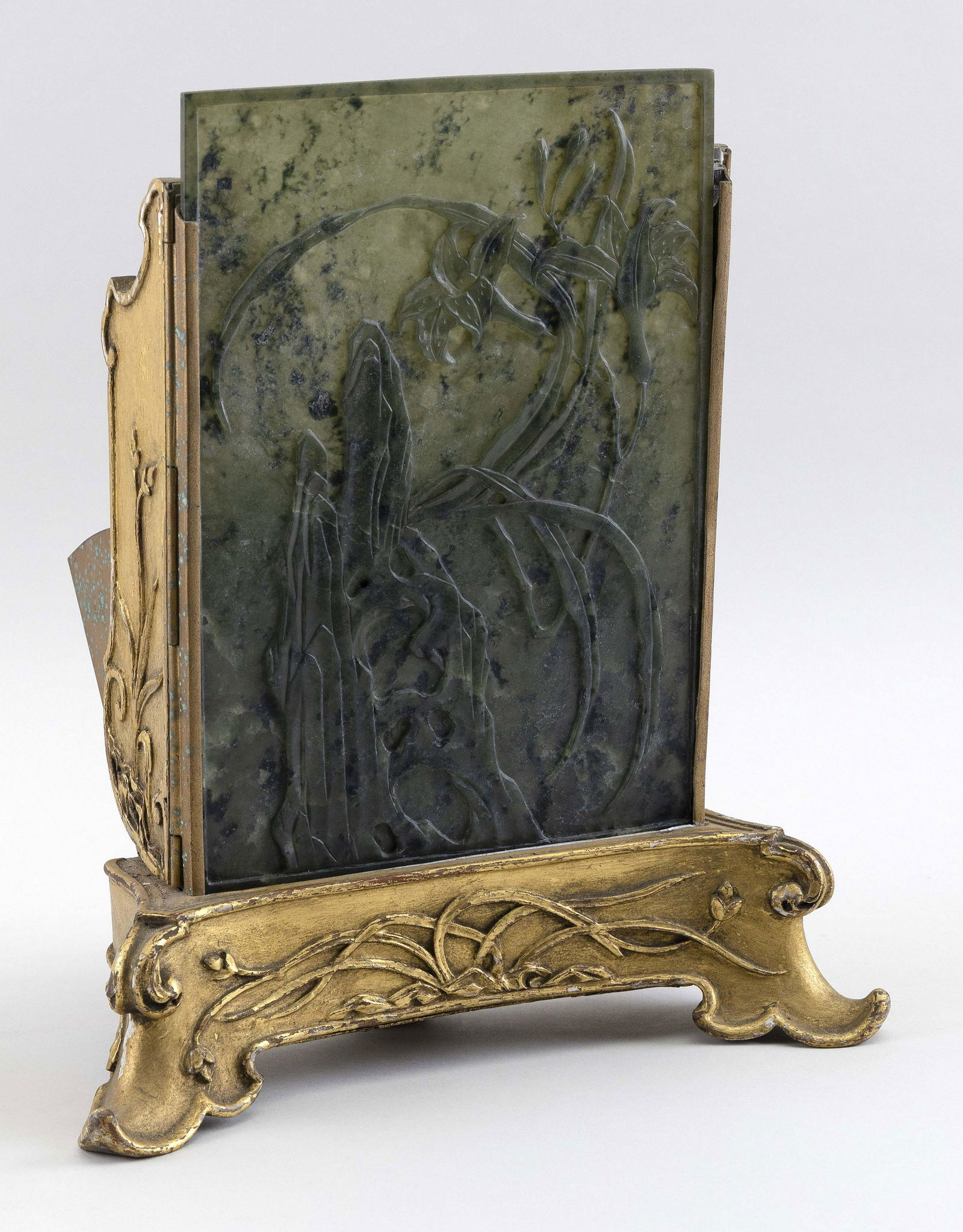 ART NOUVEAU SPINACH GREEN JADE AND GILTWOOD BOUDOIR (1 of 4)