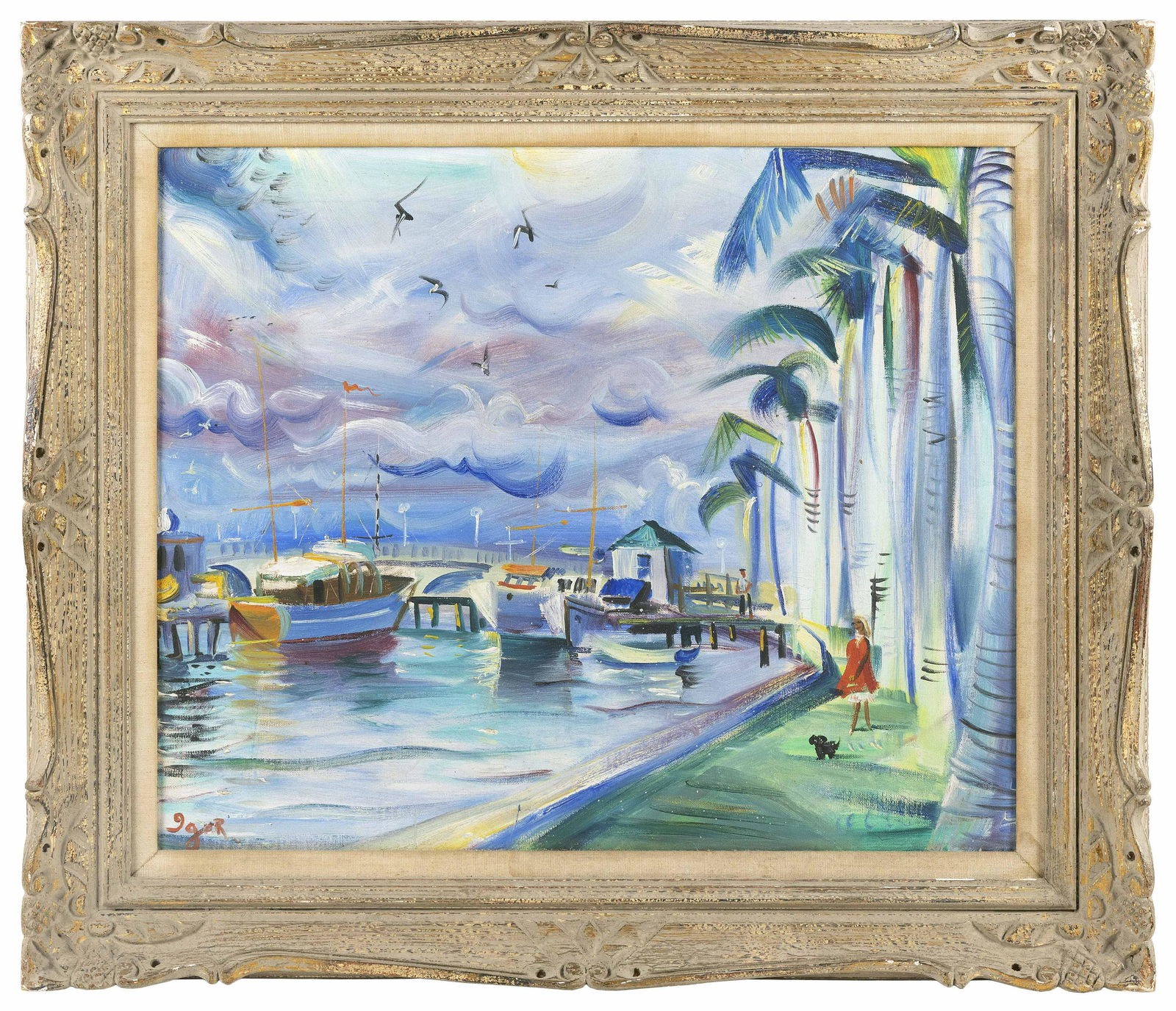 FRENCH SCHOOL (20th Century,), River scene., Oil on (1 of 2)