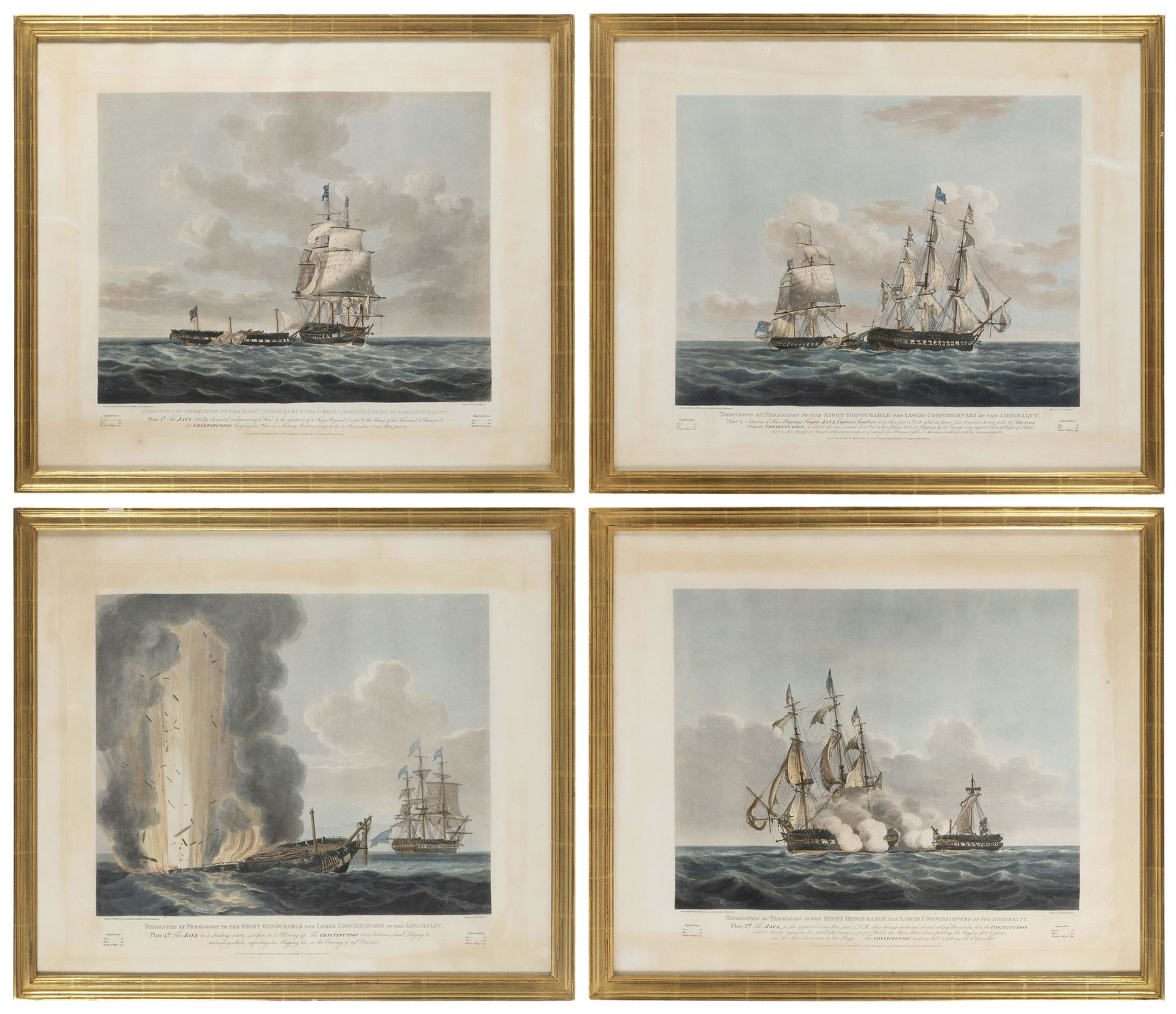 SET OF FOUR NAVAL BATTLE SCENE ENGRAVINGS 19th Century (1 of 5)