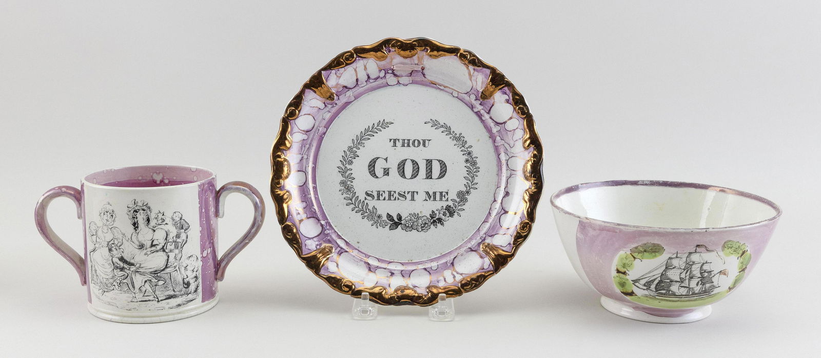 THREE SUNDERLAND LUSTRE PIECES England, 19th Century (1 of 2)