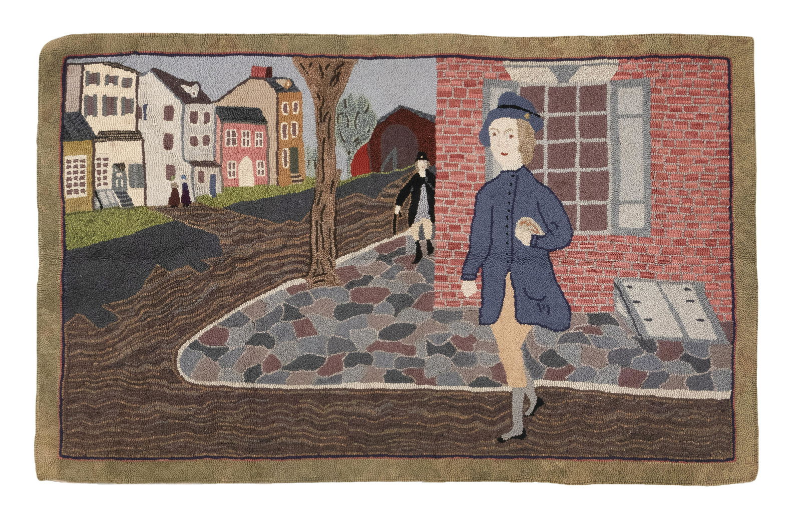 PICTORIAL HOOKED RUG: 37” X 50” Late 20th (1 of 1)