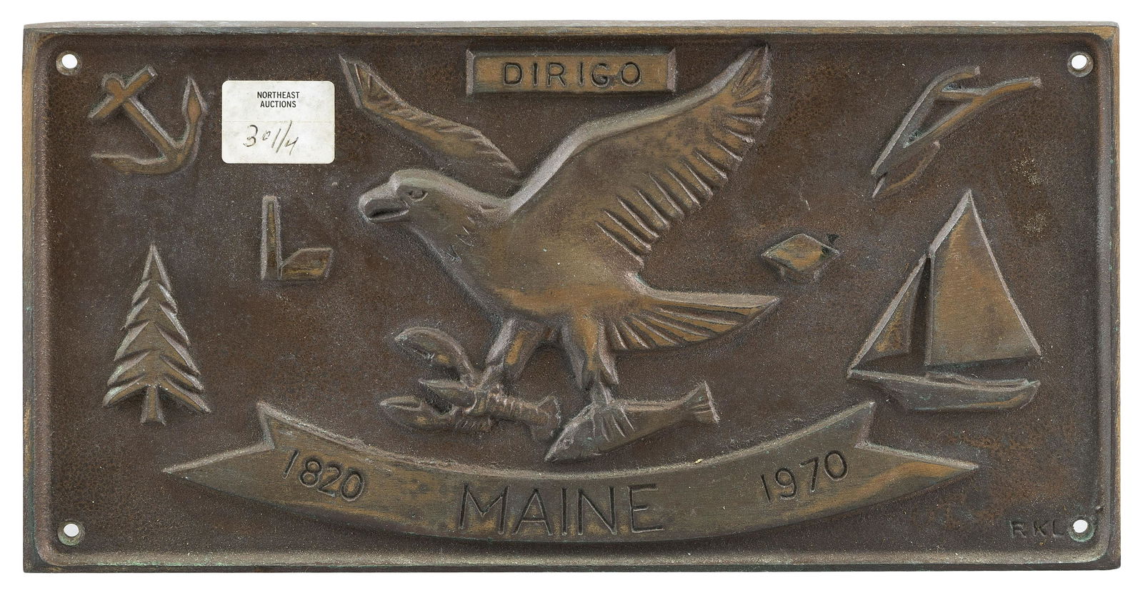 BRONZE PLAQUE COMMEMORATING MAINE 20th Century 5” (1 of 2)