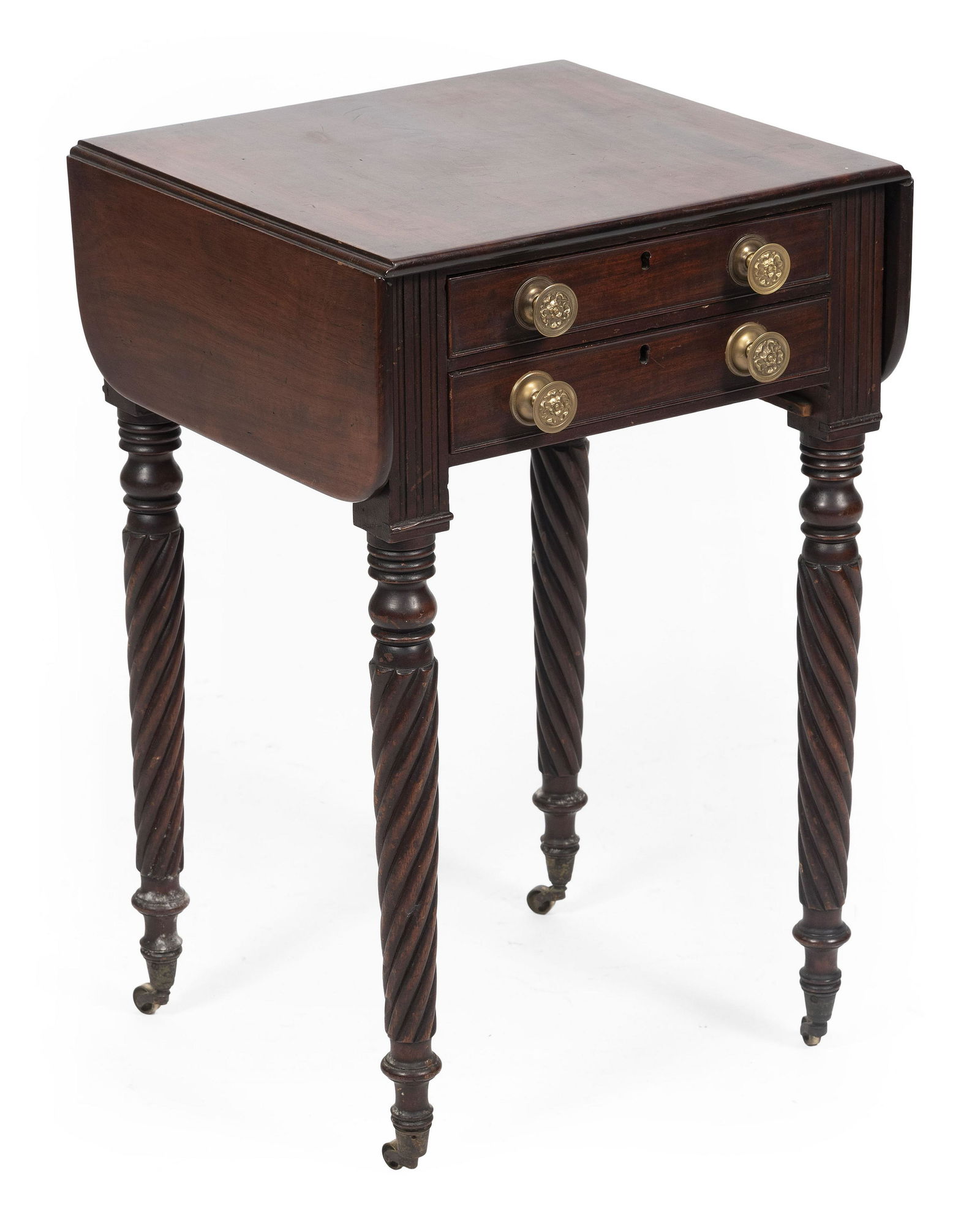 SHERATON TWO-DRAWER DROP-LEAF WORK TABLE Circa 1815 (1 of 2)
