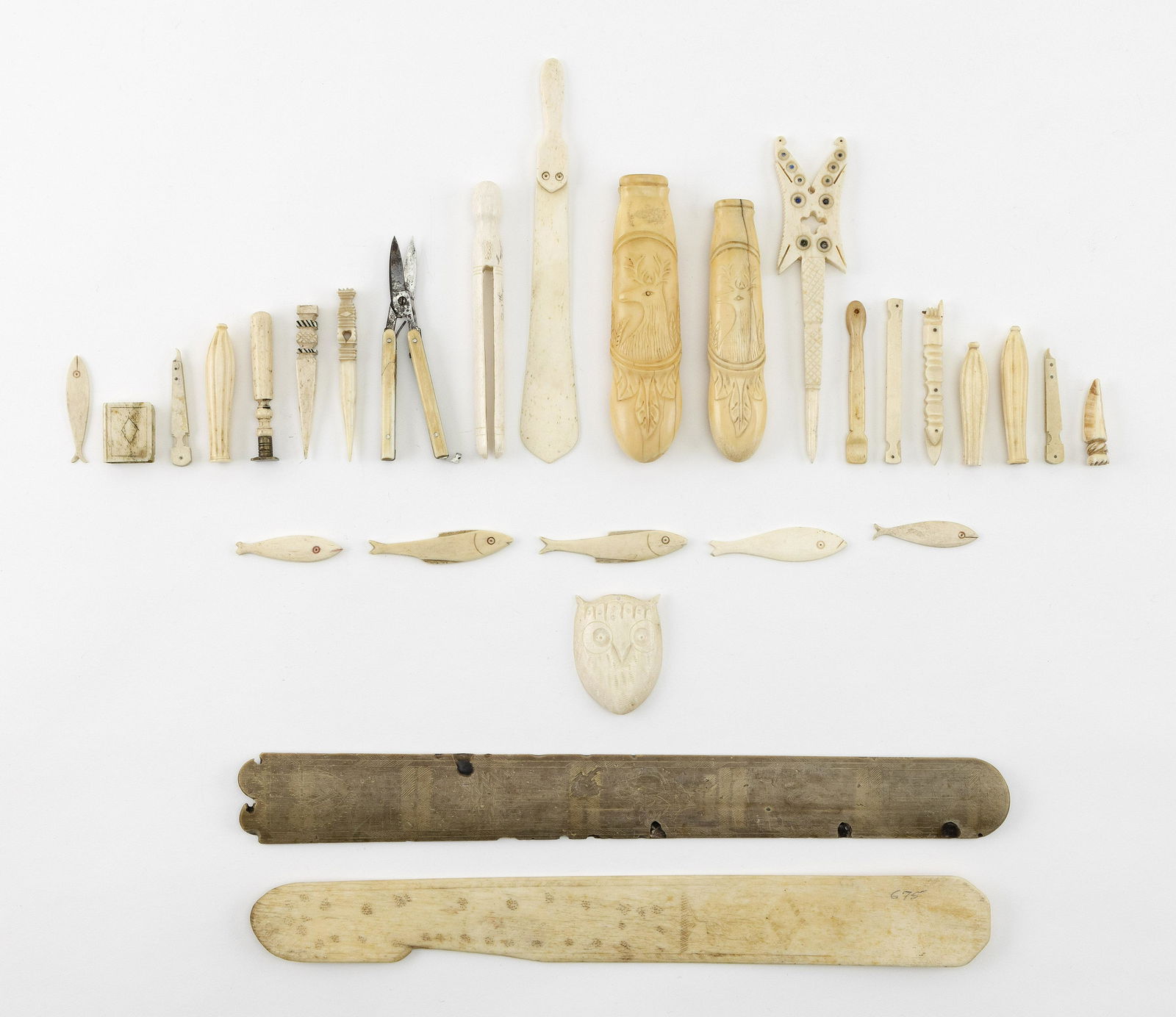 APPROX. THIRTY-FOUR ASSORTED WHALEBONE, IVORY AND (1 of 1)