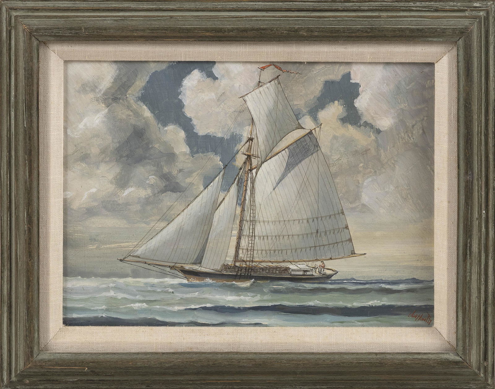 JOE HUNT (America, 20th Century), Sailing yacht., Oil (1 of 2)