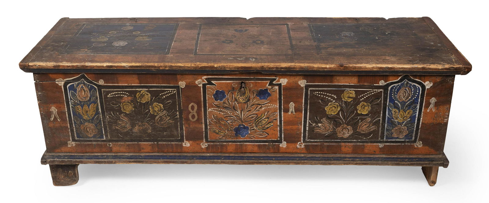 CONTINENTAL BLANKET CHEST WITH PAINTED DECORATION 19th (1 of 1)