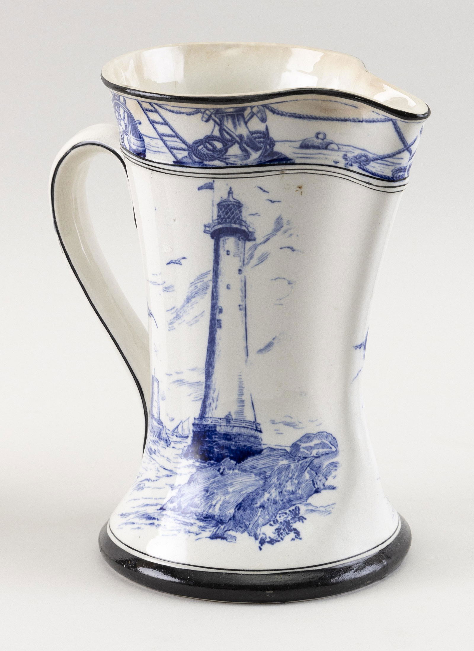 BUFFALO POTTERY PITCHER WITH NAUTICAL MOTIFS Late (1 of 3)