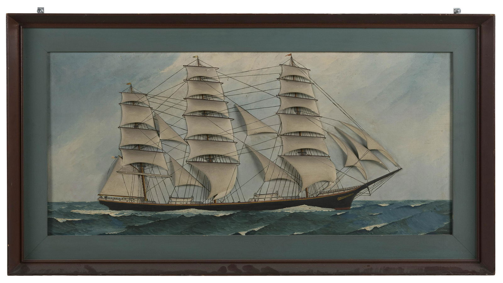 RELIEF-CARVED AND PAINTED WOODEN PANEL DEPICTING A (1 of 2)