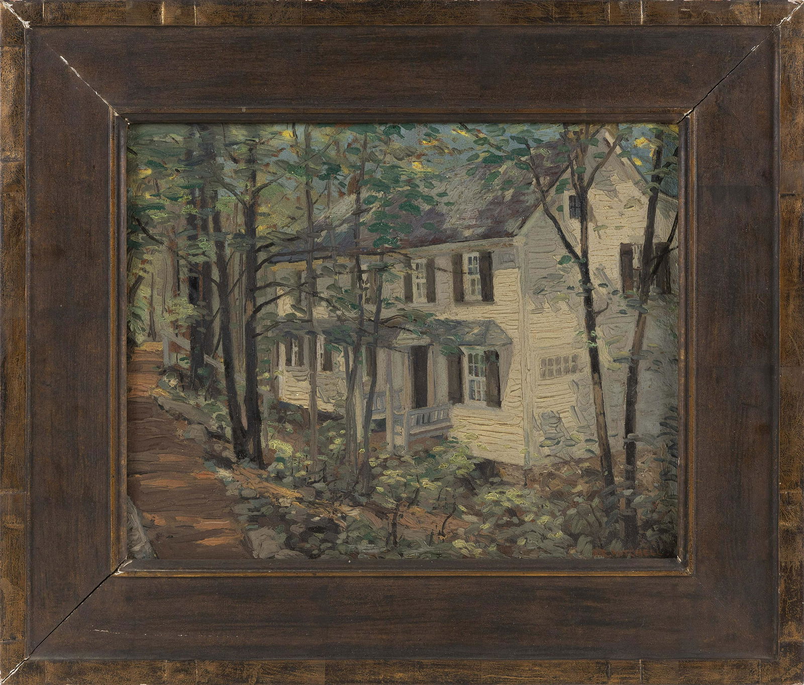 AMERICAN SCHOOL (Early 19th Century,), "Sunset Cottage (1 of 2)