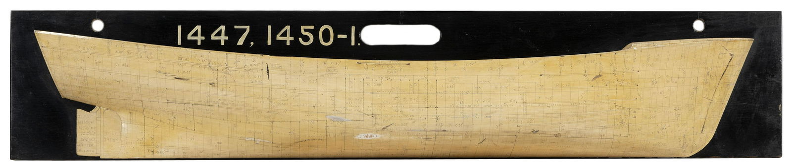 MOUNTED BUILDER’S HALF HULL MODEL OF A CARGO (1 of 2)