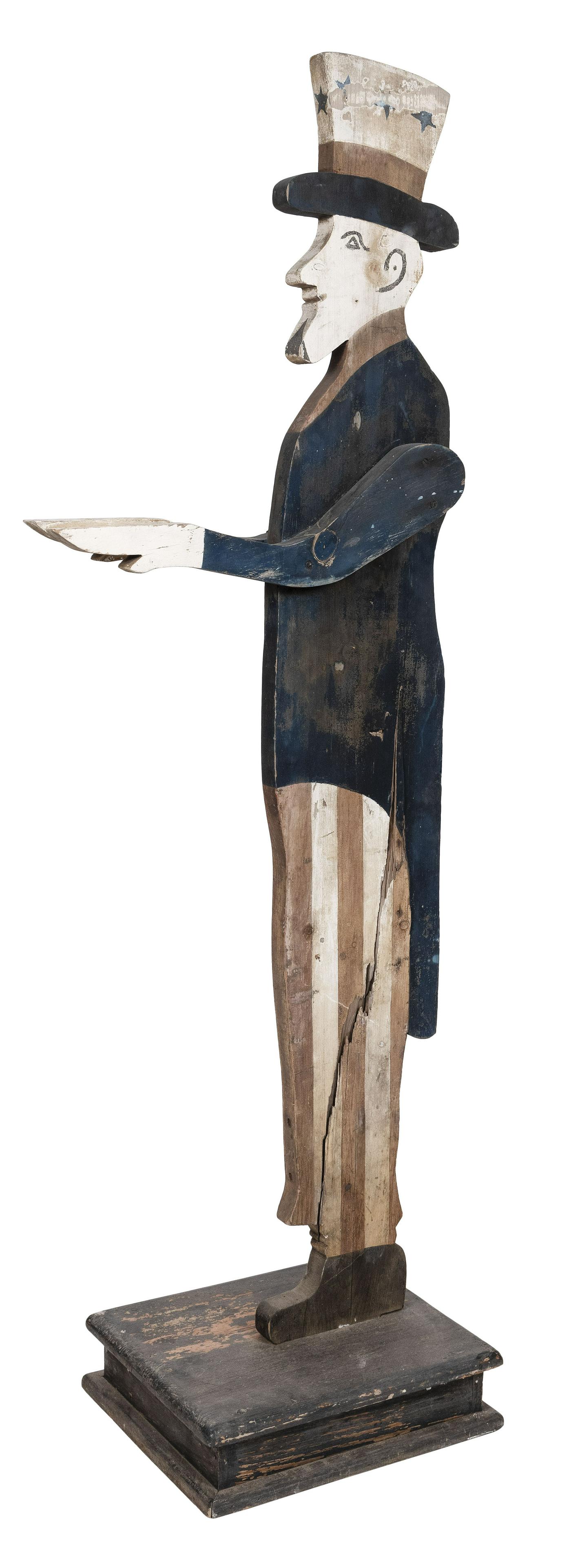 WOODEN SILHOUETTE FIGURE OF UNCLE SAM 20th Century (1 of 2)