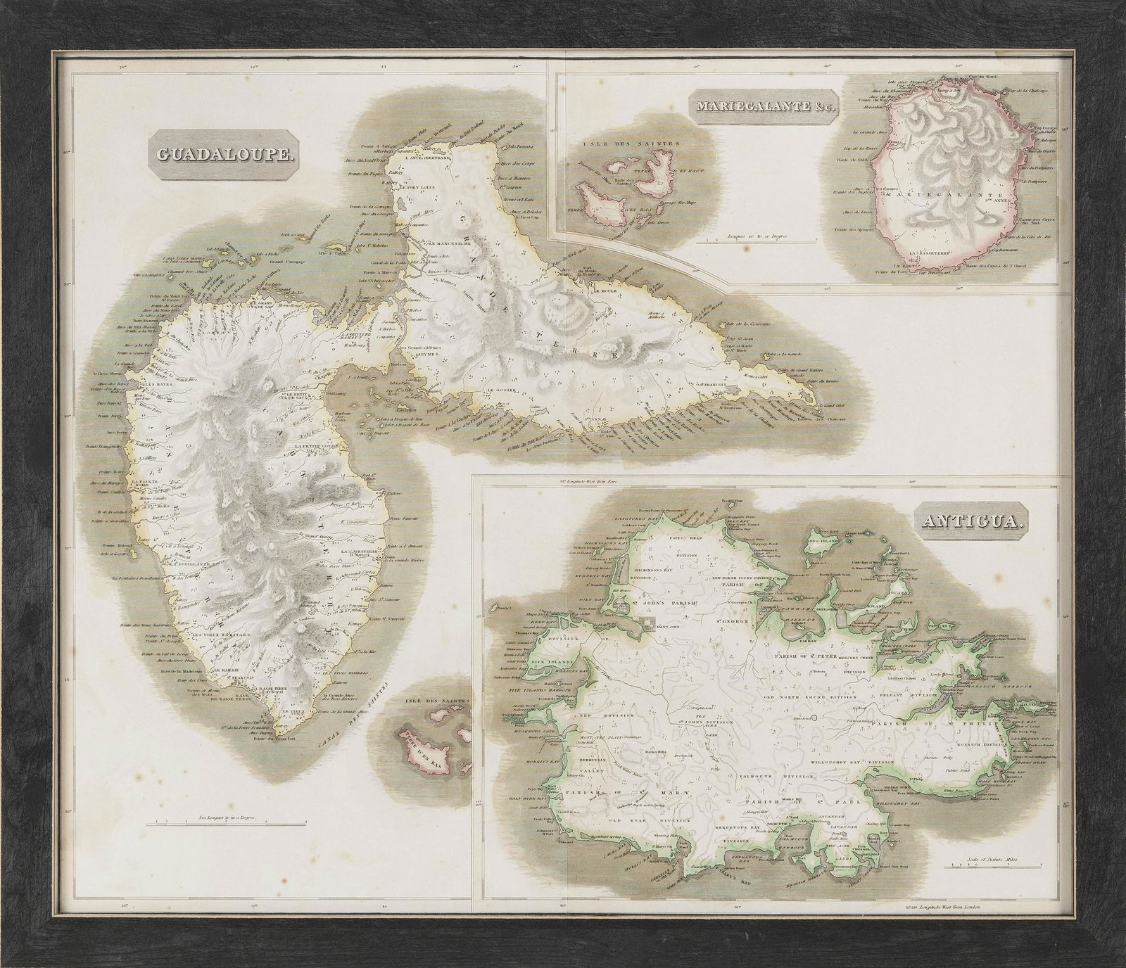 HAND-COLORED MAP OF WEST INDIAN ISLANDS 19th Century (1 of 2)