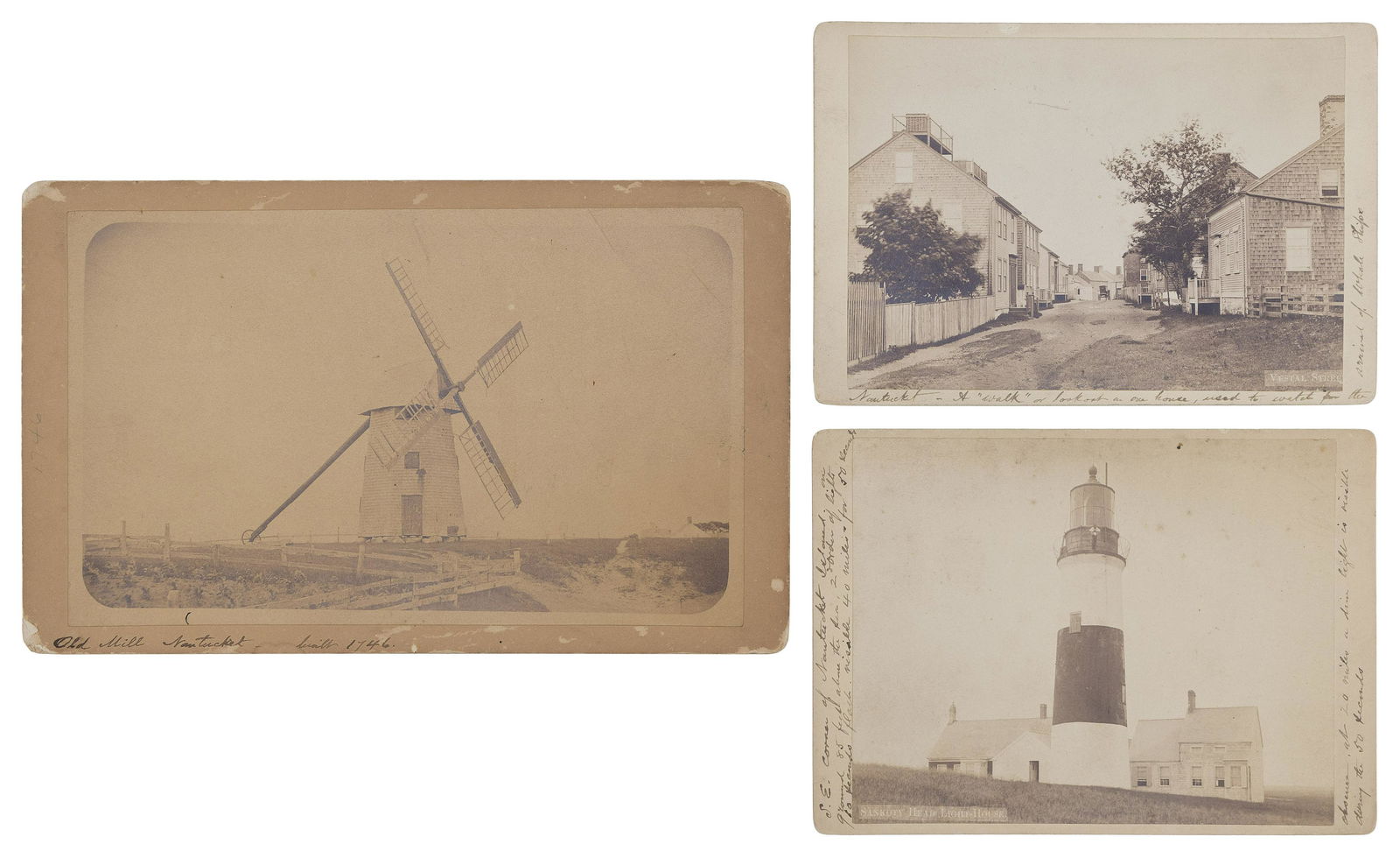 THREE BLACK AND WHITE NANTUCKET CABINET CARDS Late (1 of 2)