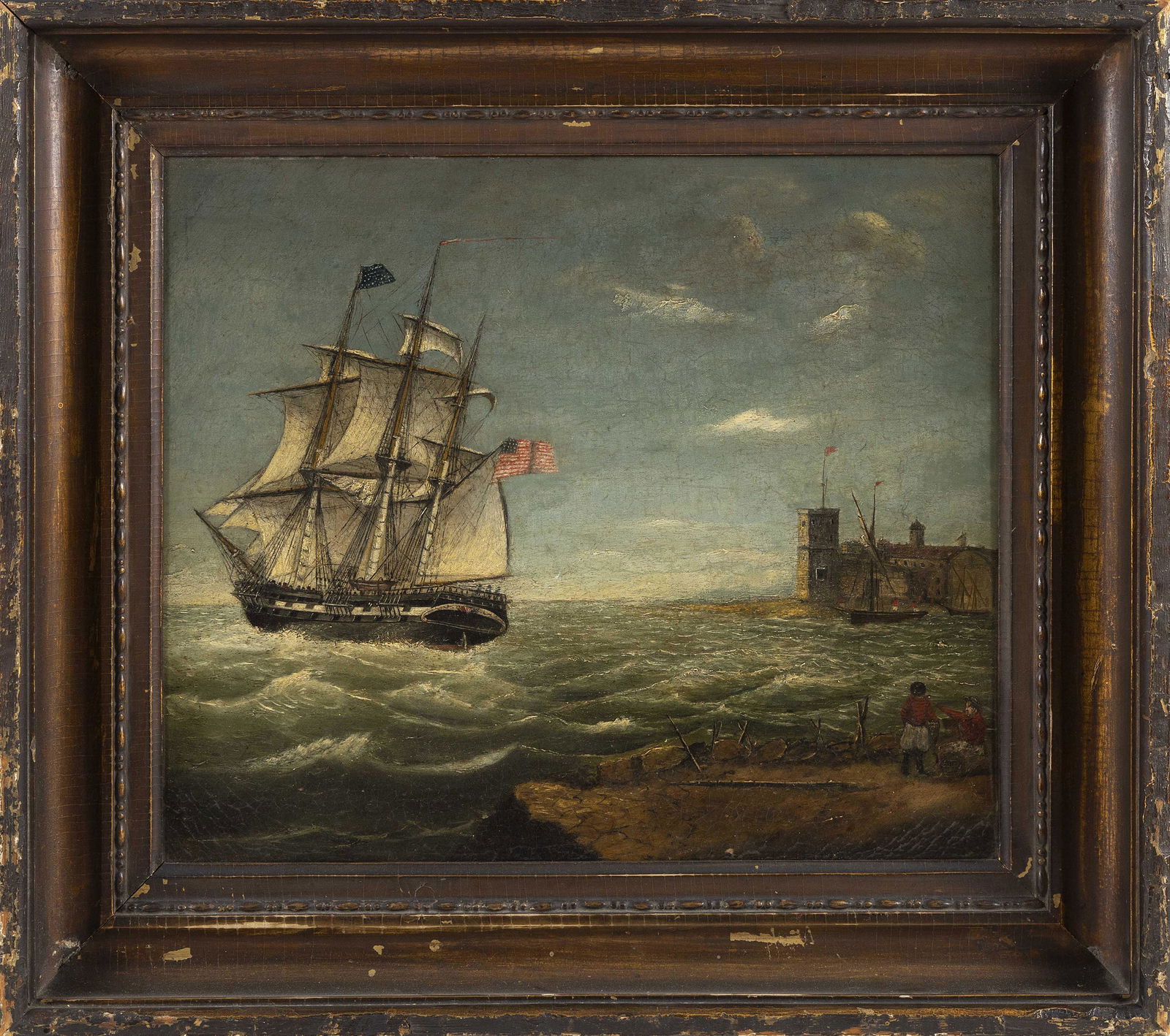 AMERICAN SCHOOL (19th Century,), American naval ship (1 of 2)