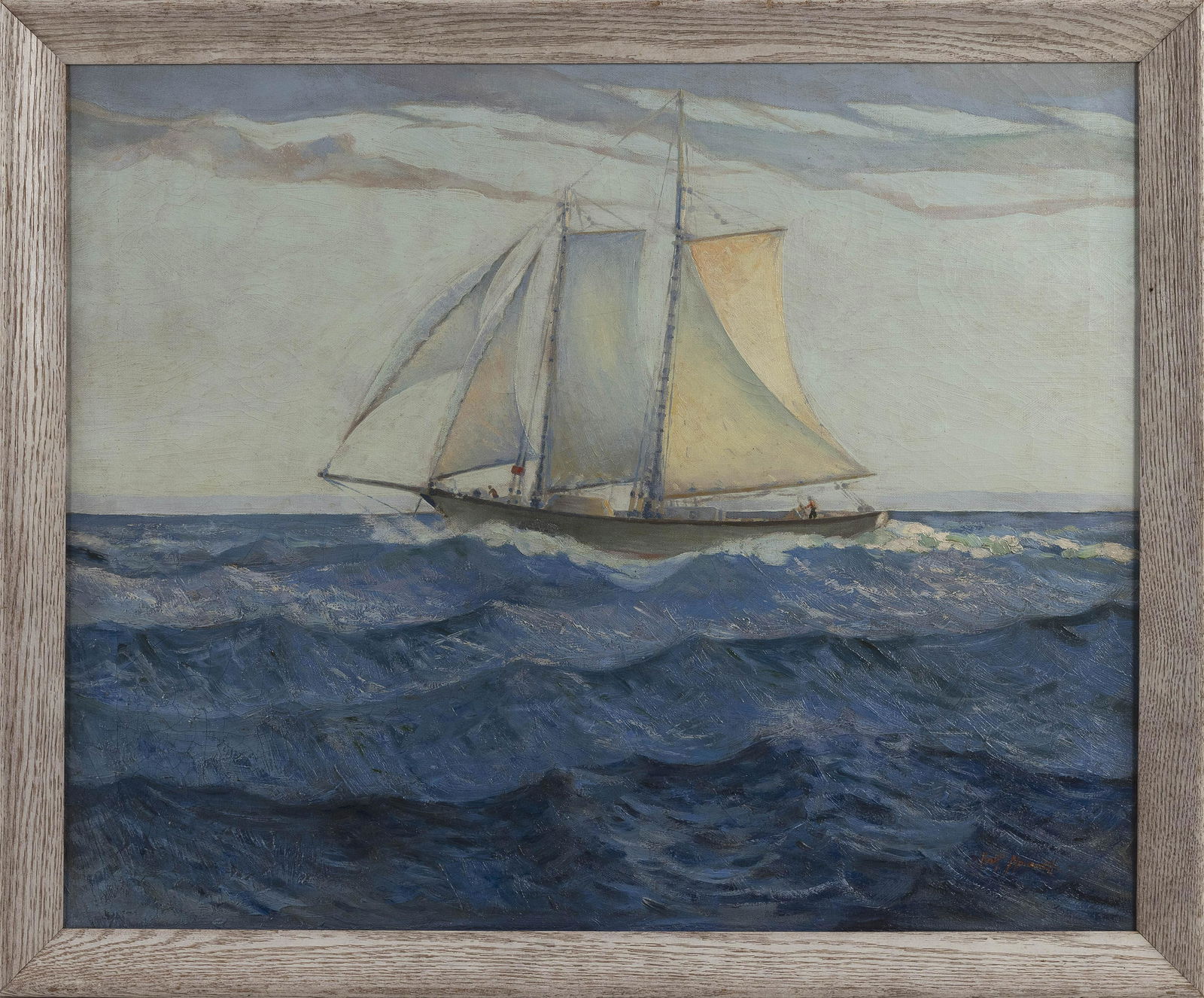 AMERICAN SCHOOL (Mid-20th Century,), Two-masted vessel (1 of 2)