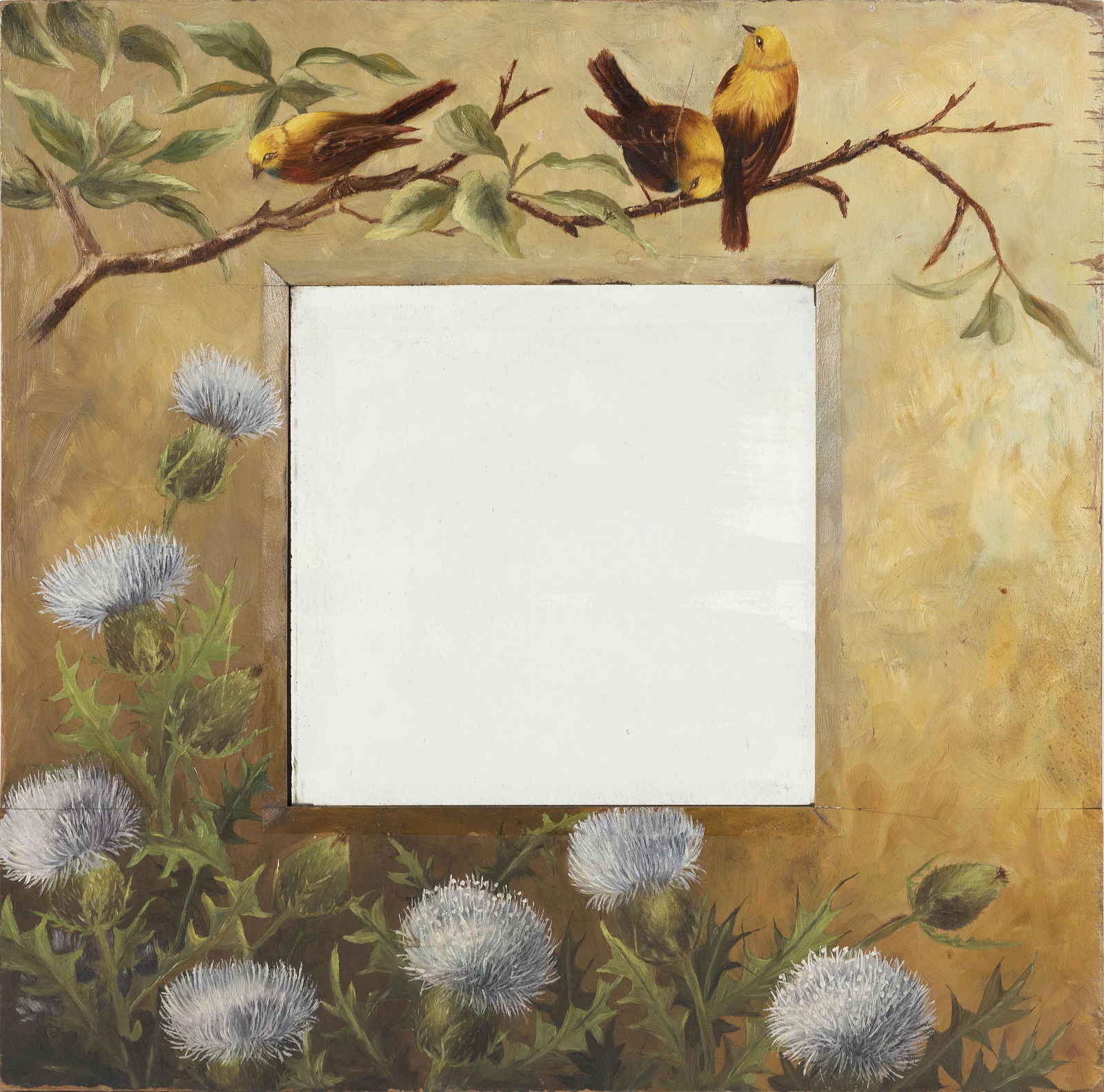 MIRROR WITH HAND-PAINTED DECORATION Early to Mid-20th (1 of 2)