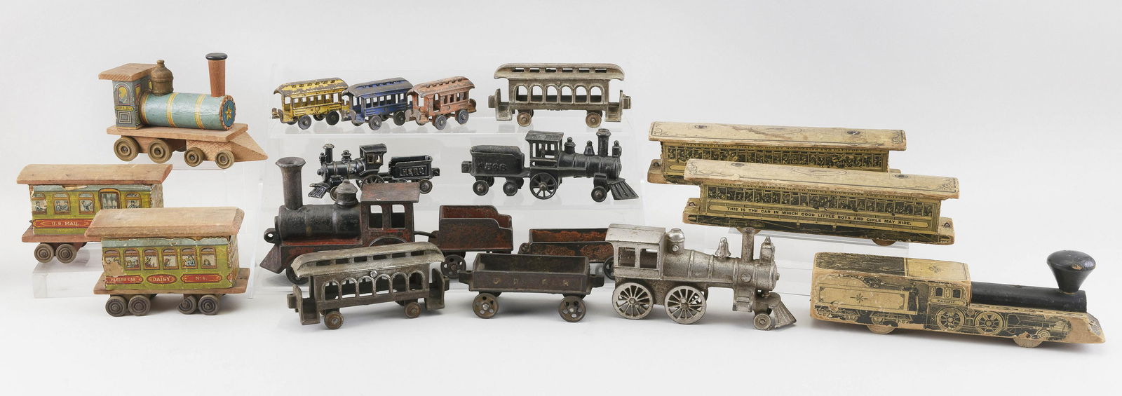 CAST IRON AND LITHOGRAPHED WOODEN TRAINS Early 20th (1 of 1)