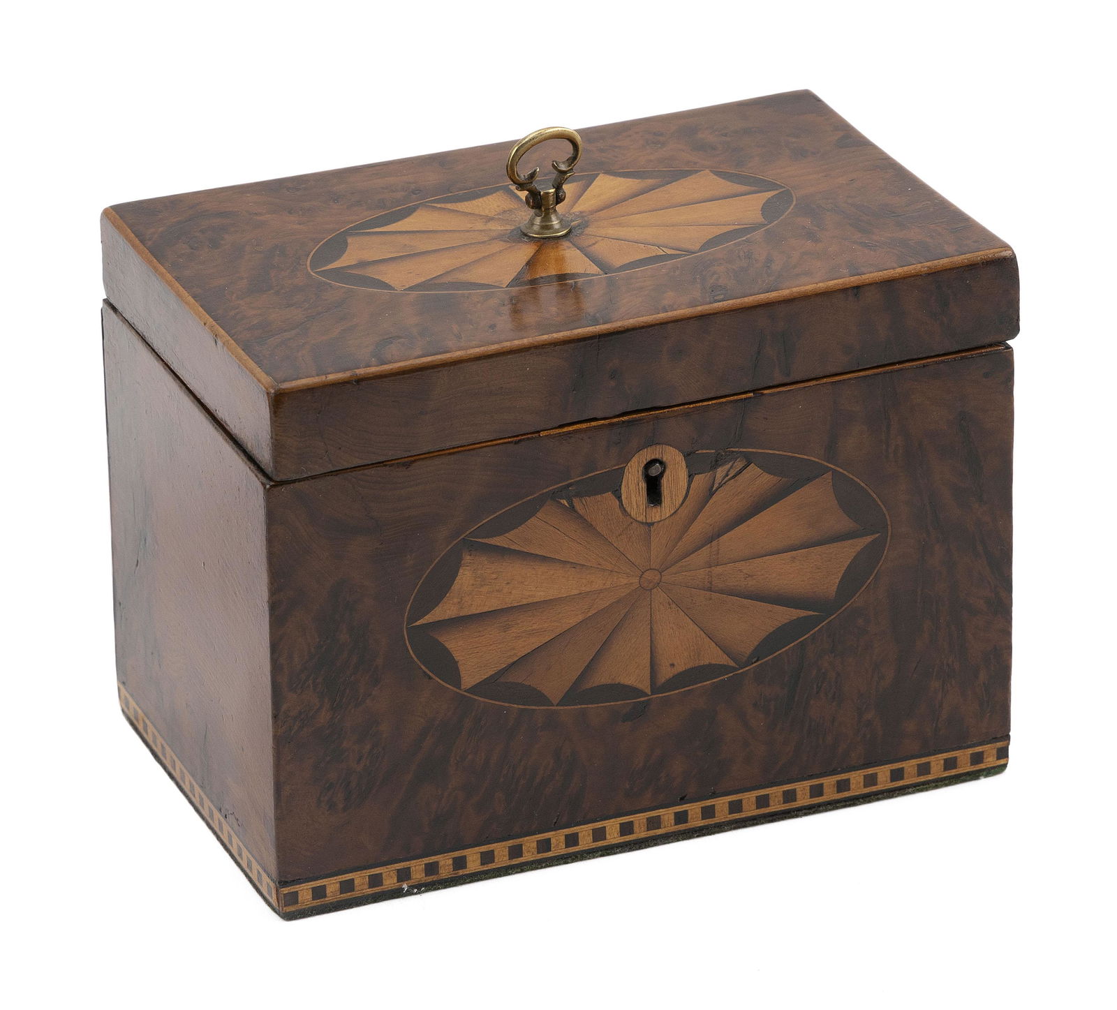 ENGLISH TEA CADDY 19th Century Height 4.5". Width 6.25". Depth 4". (1 of 3)