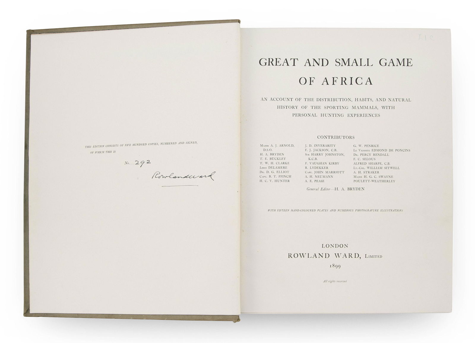 RARE BOOK "GREAT AND SMALL GAME OF AFRICA" (1 of 5)