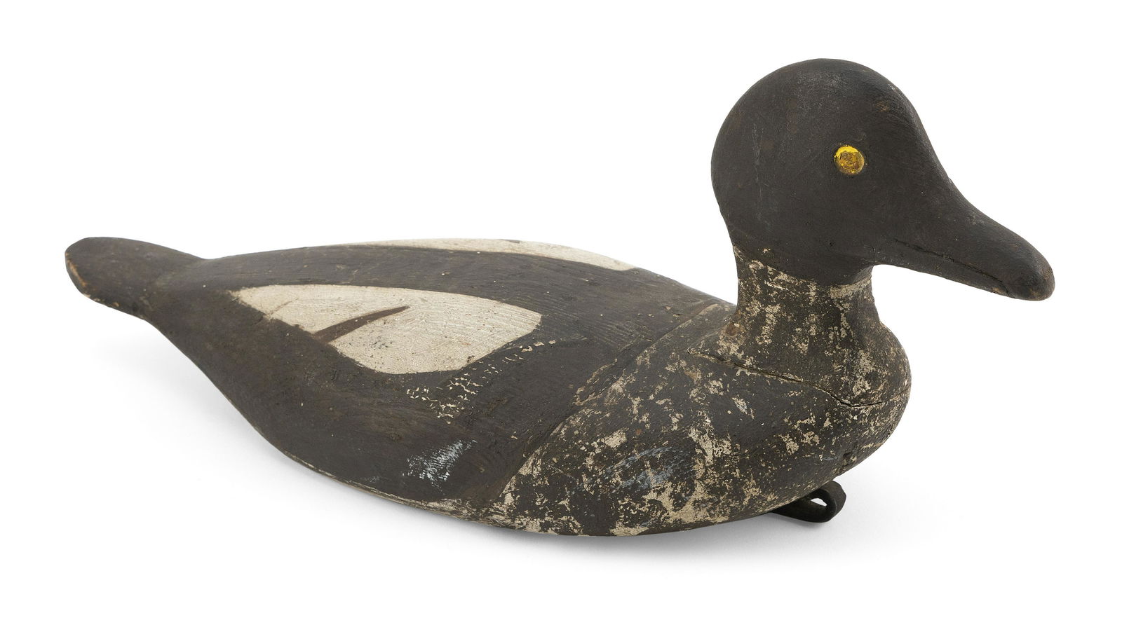 GEORGE HUEY GOLDENEYE HEN DECOY Friendship, Maine, Early 20th Century Length 14.5”. (1 of 3)