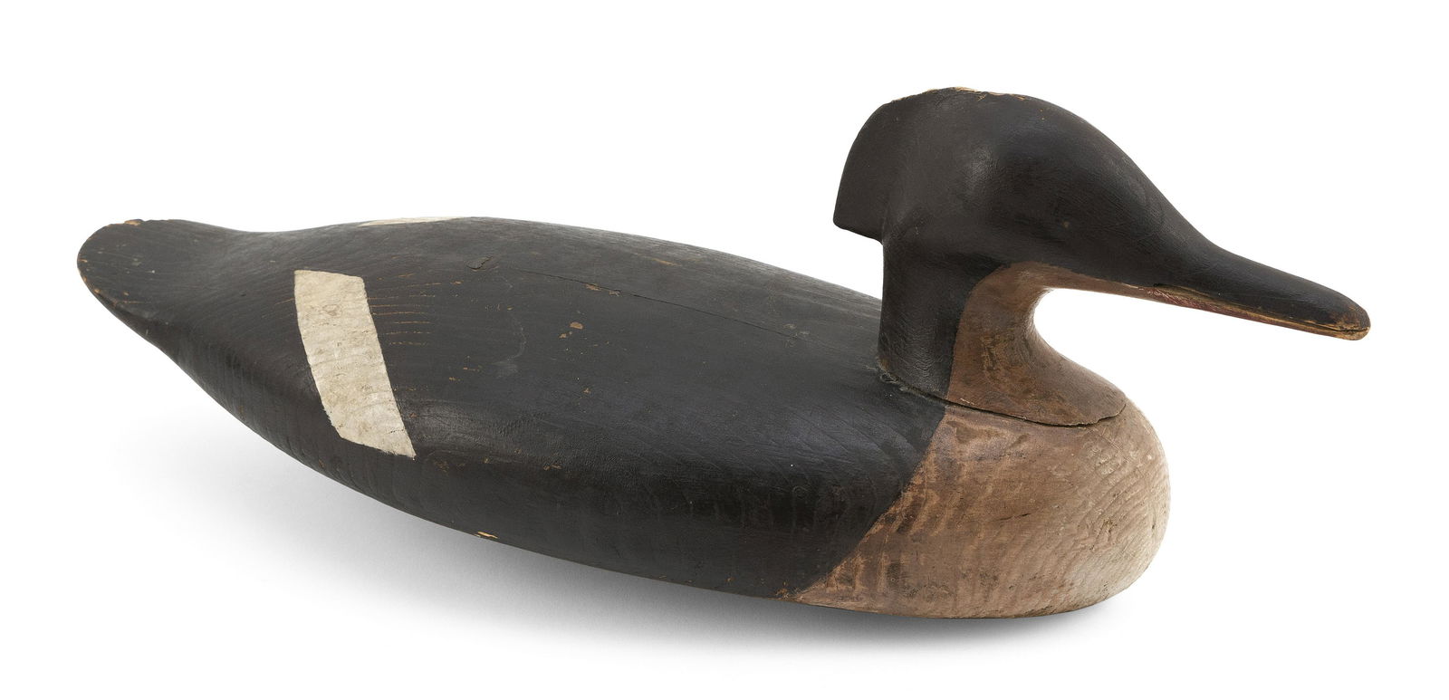 LINDSEY LEVY MERGANSER HEN DECOY Little Tancook Island, Nova Scotia, 1892-1980 Length 15.5”. (1 of 3)
