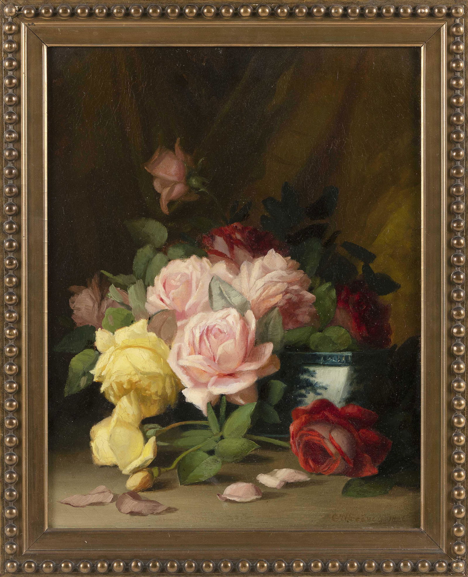 GEORGE WASHINGTON SEAVEY (Massachusetts/Florida/Maine, 1841-1913), Still life of roses., Oil on (1 of 1)