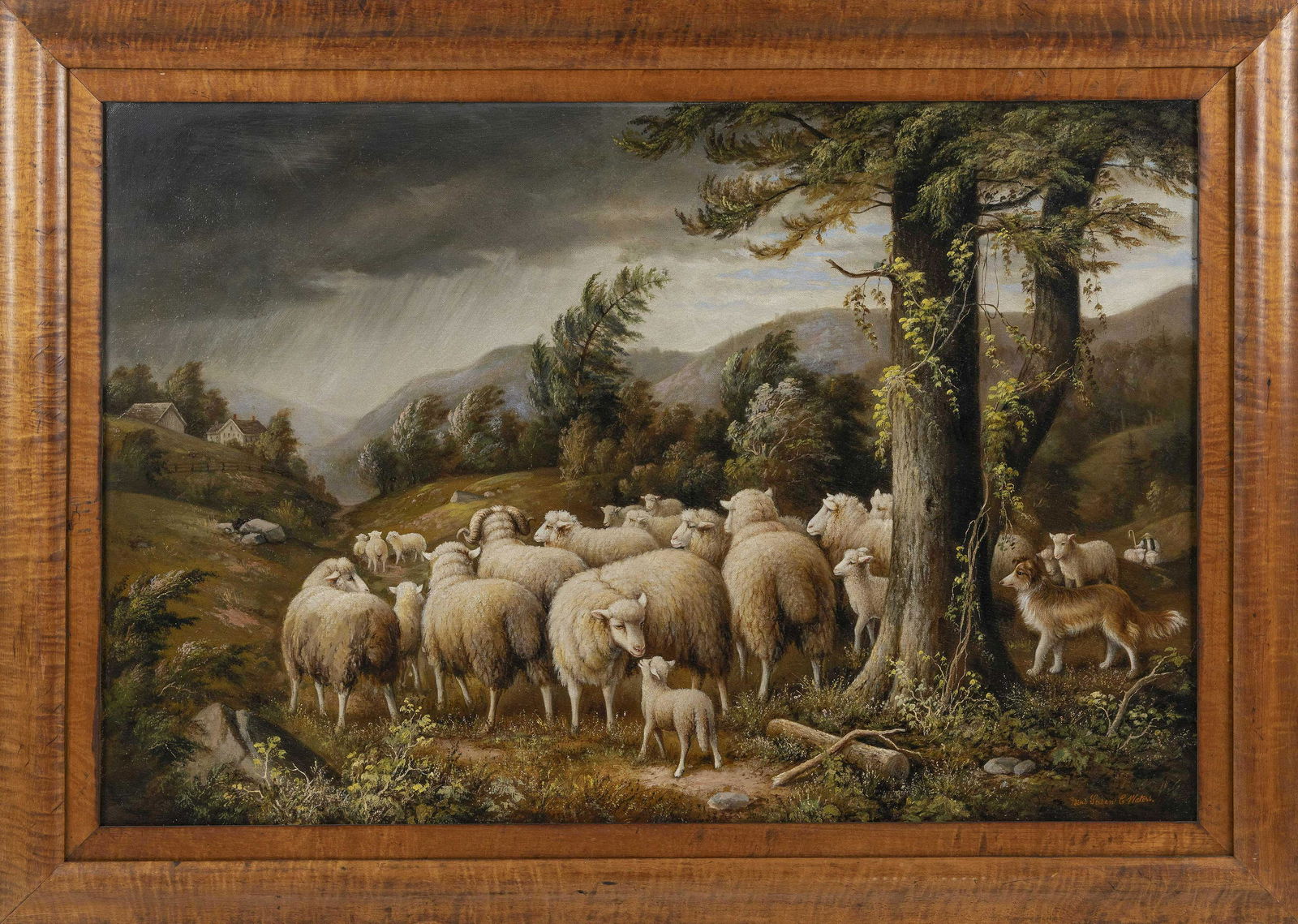 SUSAN CATHERINE MOORE WATERS (New Jersey/New York, 1823-1900), “Herding Sheep Before the (1 of 2)