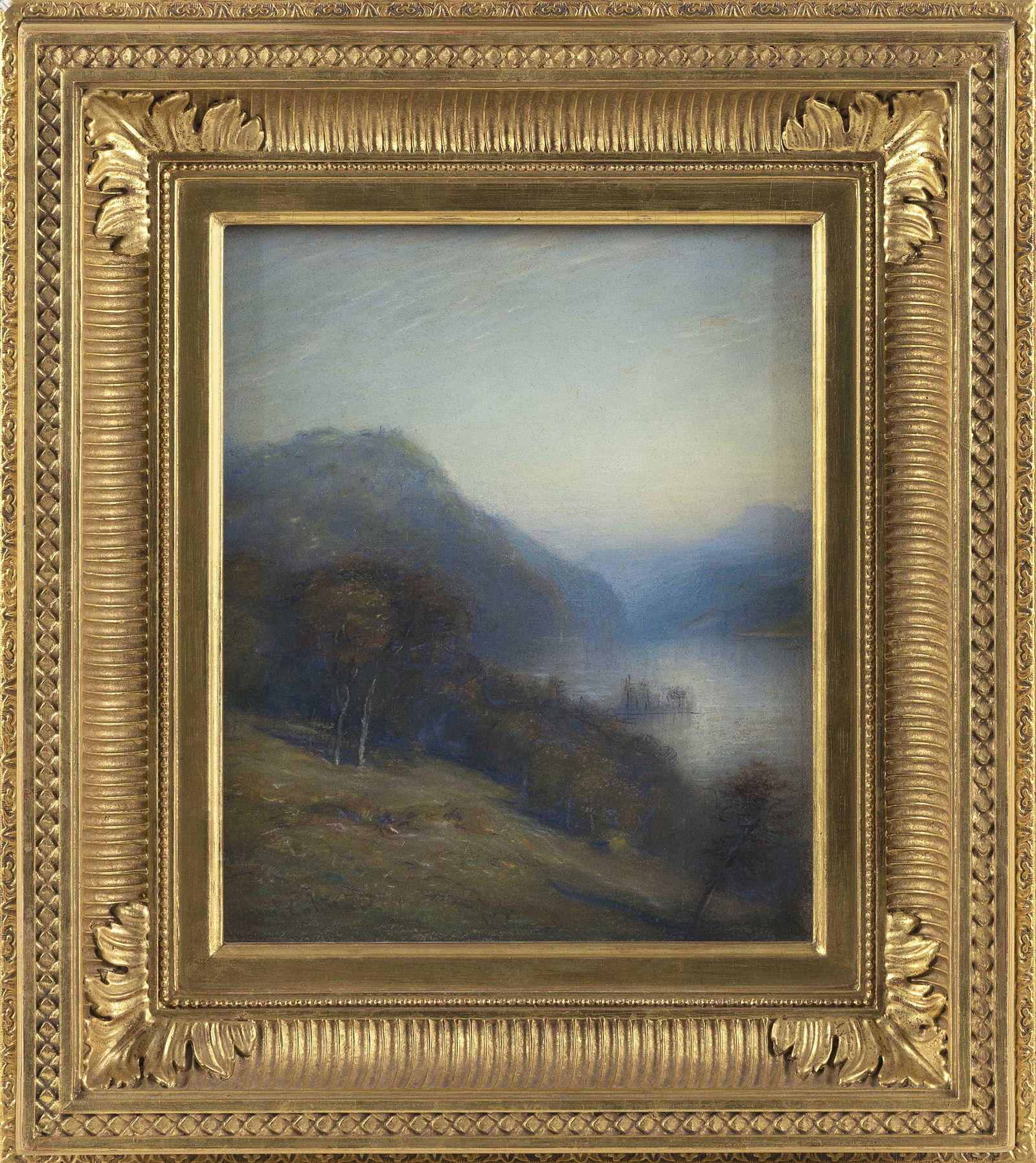 SAMUEL COLMAN (New York/California/Maine, 1832-1920), "View of the Lake"., Pastel on paper, 10.5" x: SAMUEL COLMANNew York/California/Maine, 1832-1920"View of the Lake". Signed lower left "Samuel Colman".Pastel on paper, 10.5" x 8.25". Framed 16.25" x 14.75".