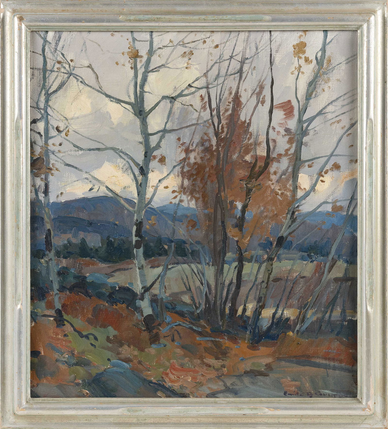 EMILE ALBERT GRUPPE (Massachusetts, 1896-1978), Birches on the mountainside., Oil on canvas, 20" x (1 of 2)