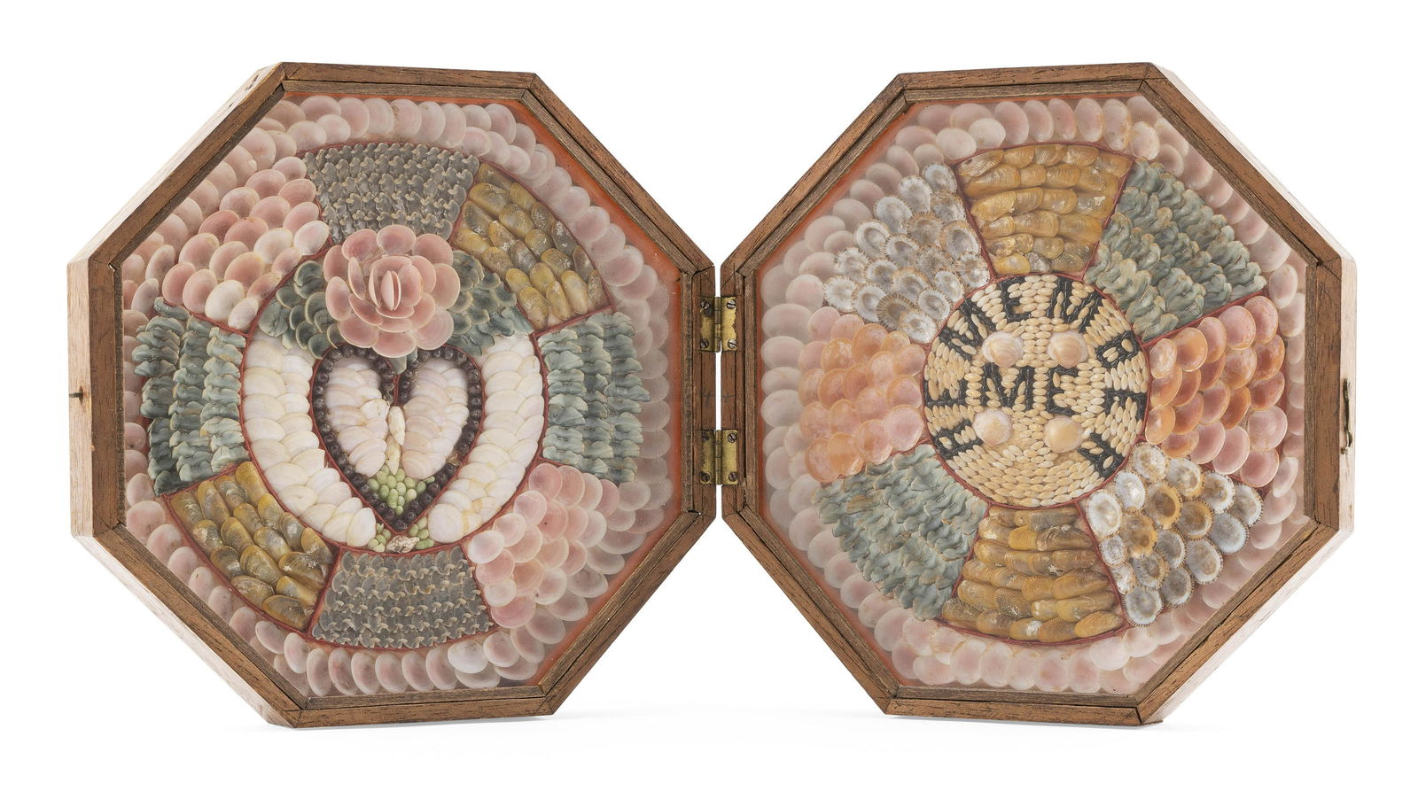 SAILOR'S VALENTINE Late 19th/Early 20th Century Each side 9" x 9". (1 of 3)