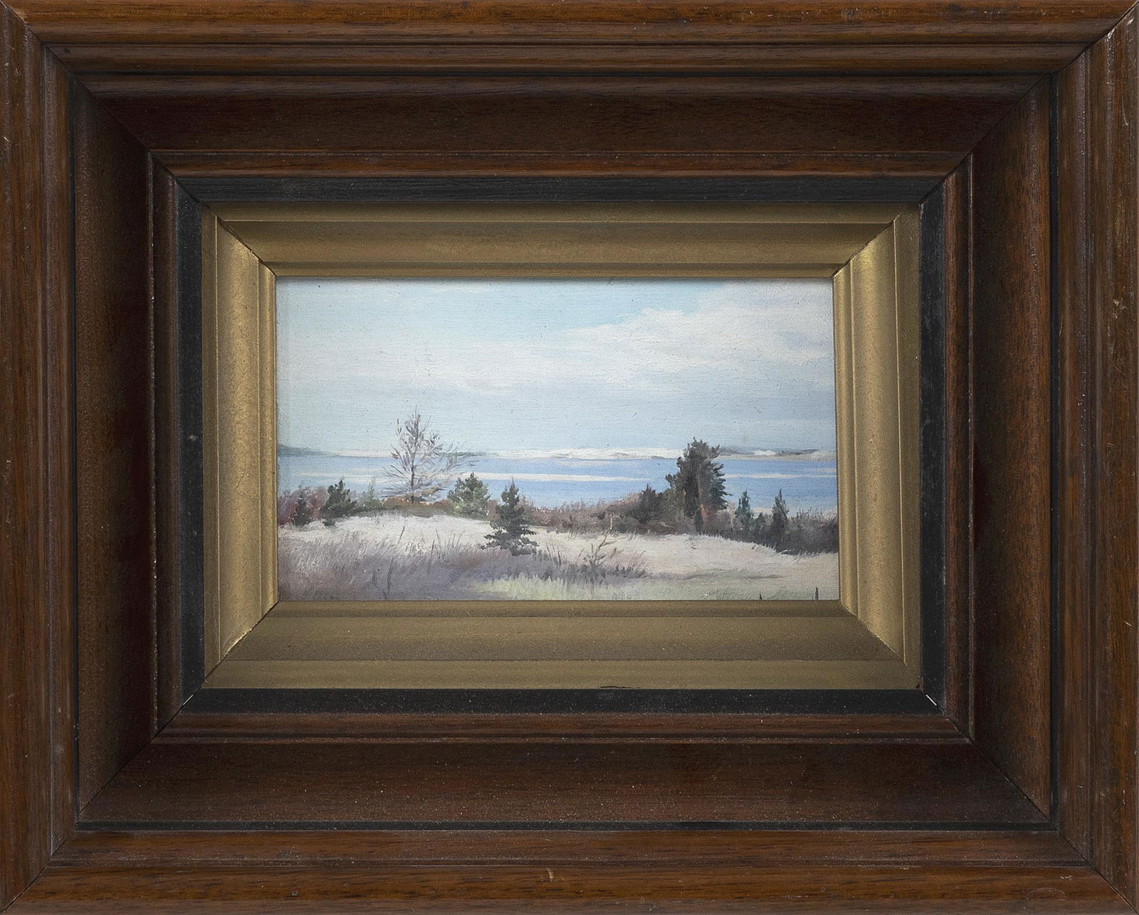 AMERICAN SCHOOL (20th Century,), Cape Cod scene, likely Barnstable looking toward Sandy Neck., Oil (1 of 2)