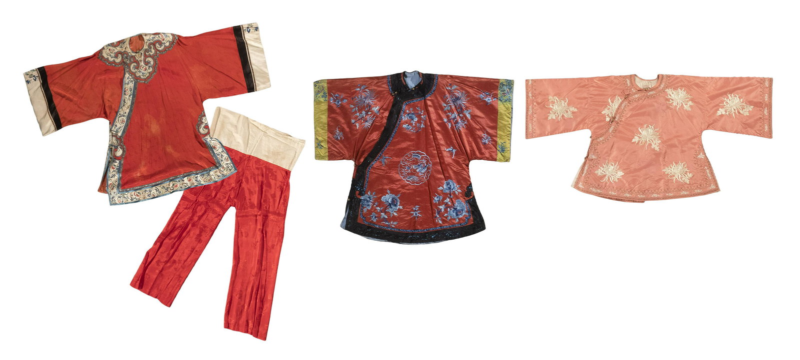 THREE ASIAN EMBROIDERED SILK ROBES Early 20th Century (1 of 7)