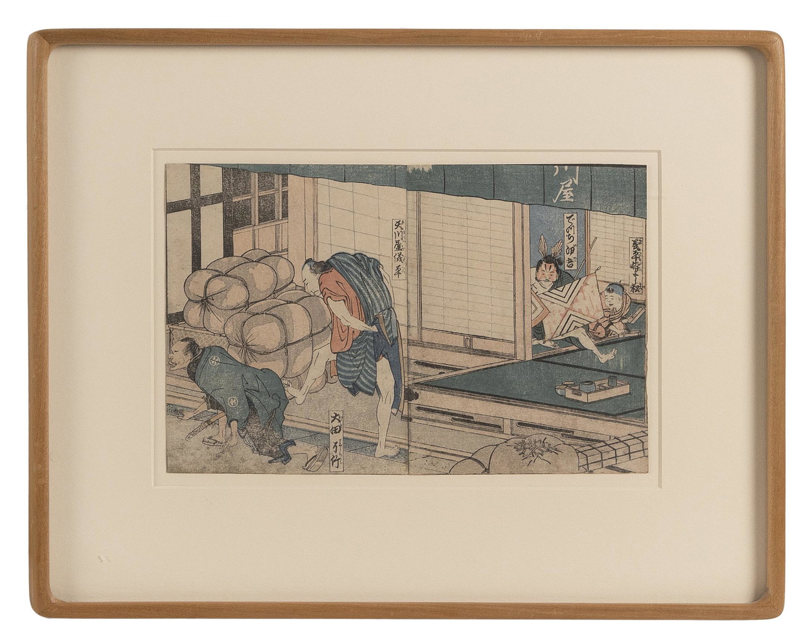 HOKIYO (Japan, 18th/19th Century), Godown Warehouse, 1828., Woodblock print, chuban, 7" x 10.5". (1 of 2)