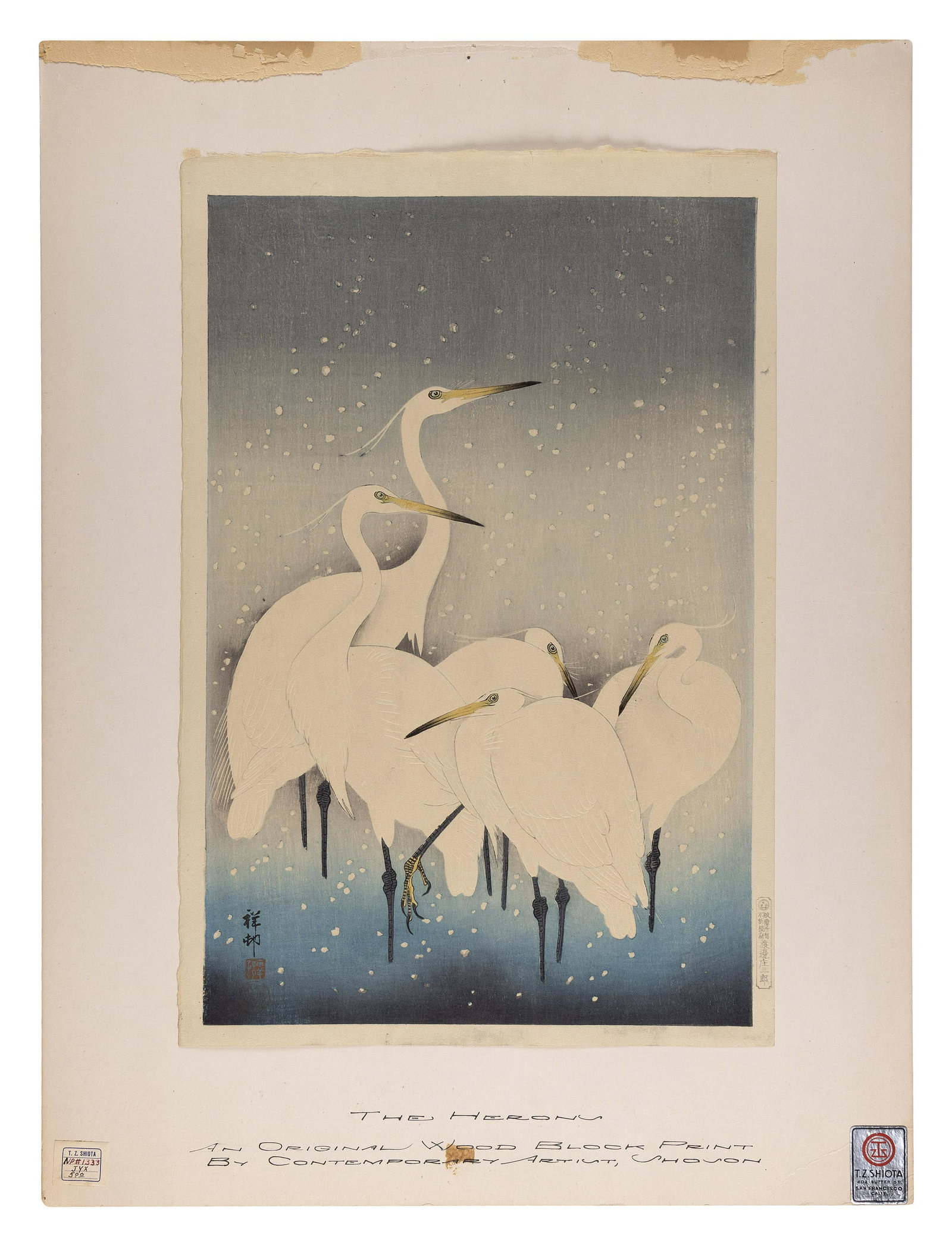 OHARA KOSON (Japan, 1877-1945), “The Herons”., Woodblock print, oban tate-e, 15.5” (1 of 6)