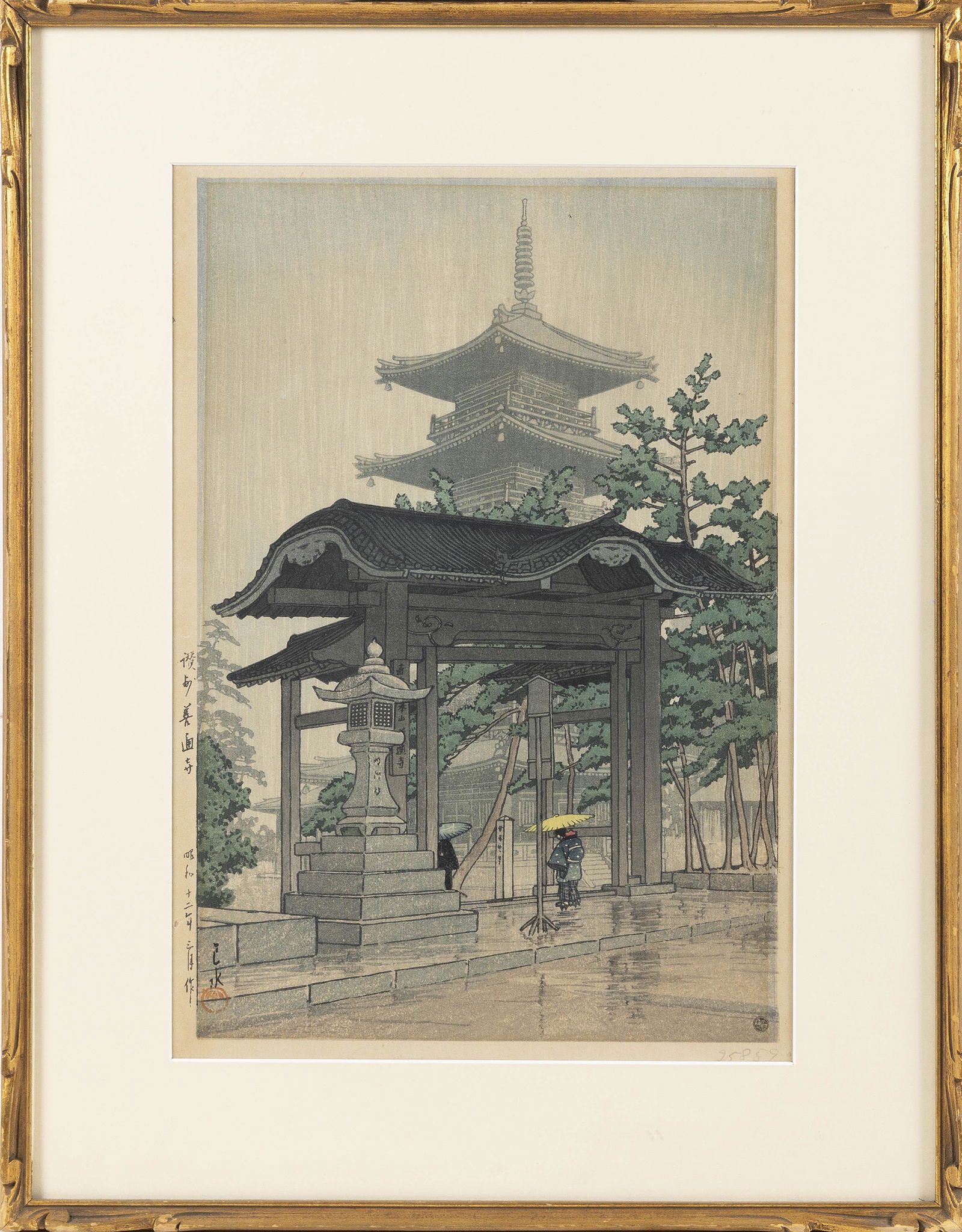 KAWASE HASUI (Japan, 1883-1957), “Zentsuji Temple in the Rain”., Woodblock print, oban (1 of 2)