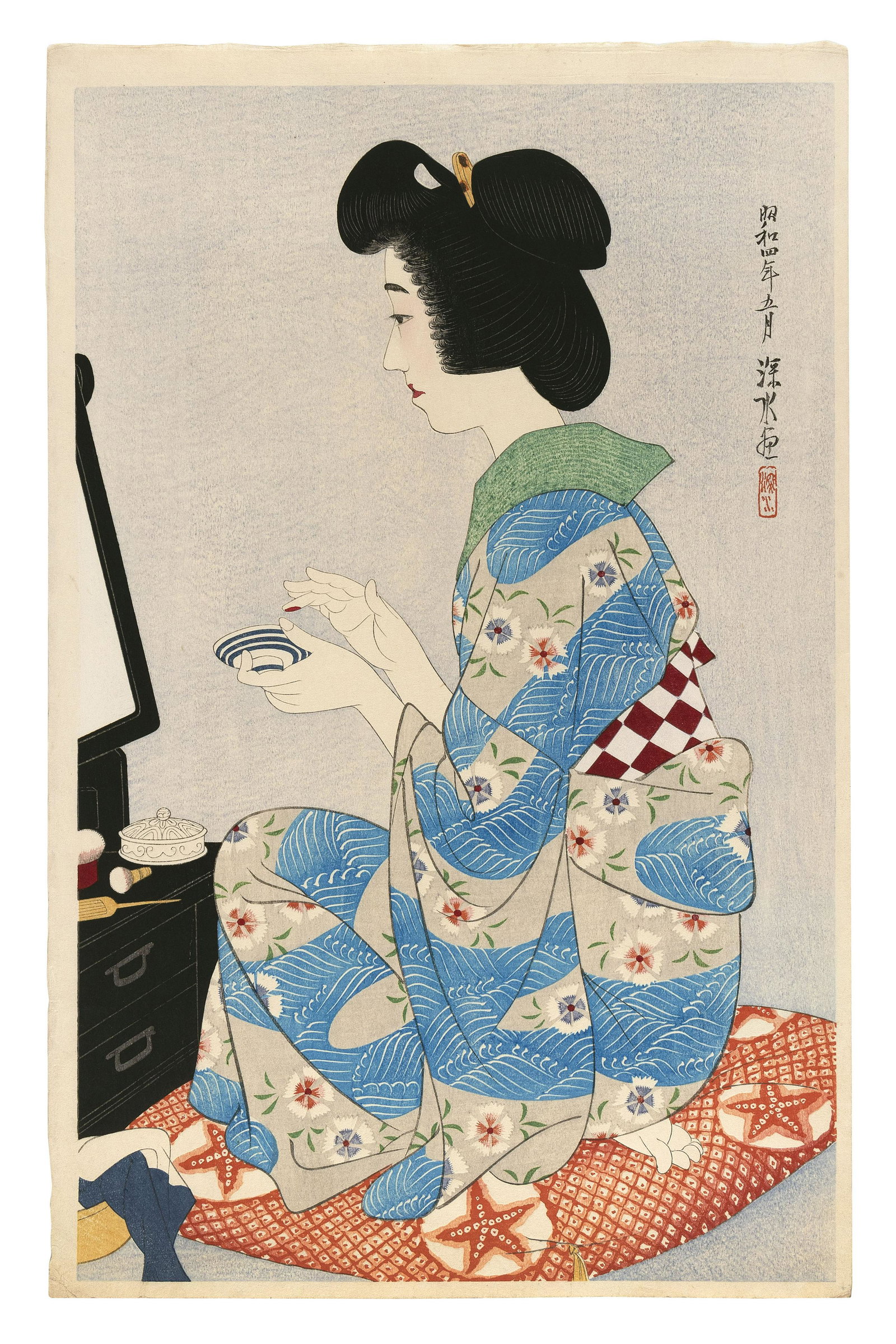 ITO SHINSUI (Japan, 1898-1972), “Rouge”., Woodblock print, oban tate-e, 16.5” x (1 of 8)