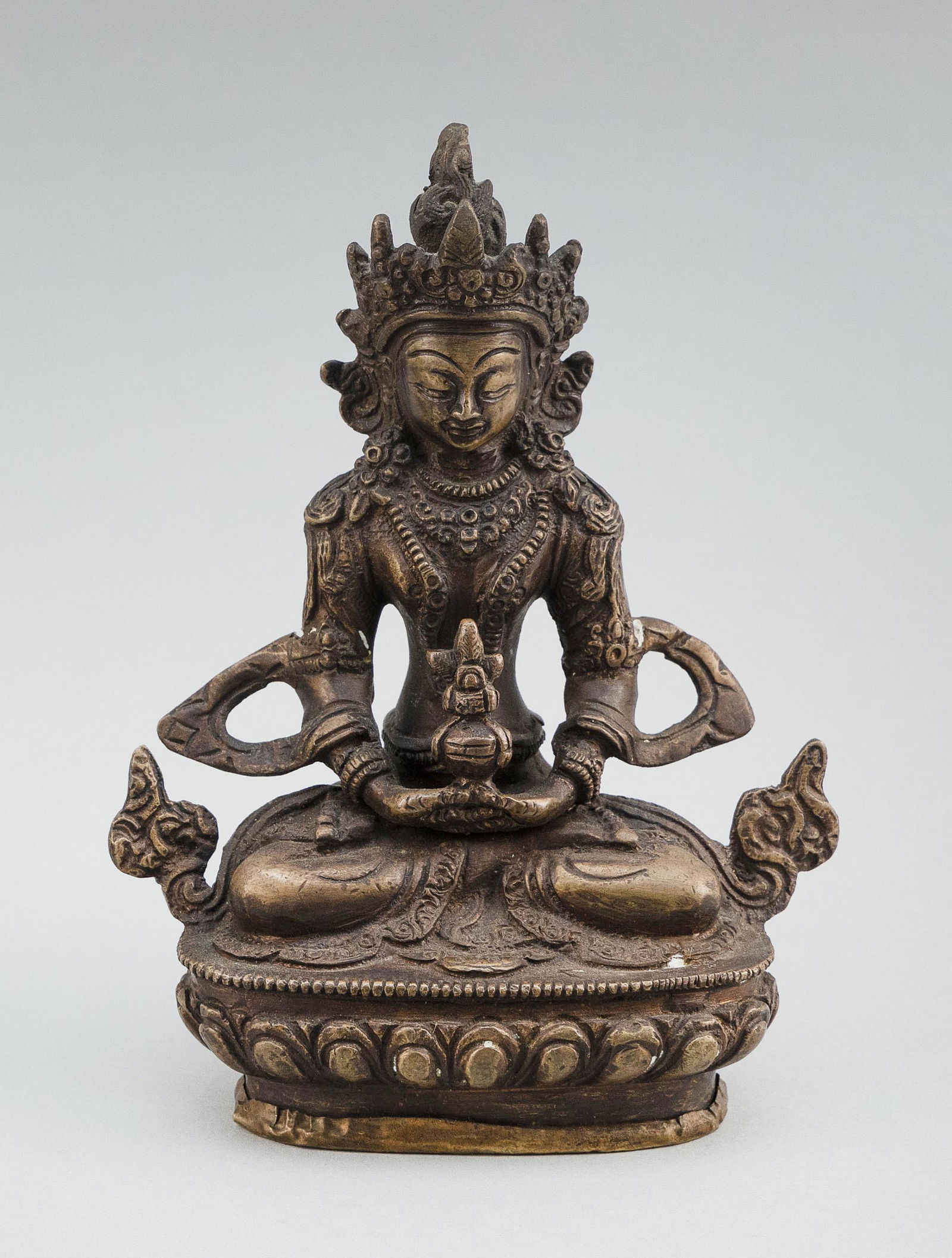 CHINESE BRONZE BUDDHA Maybe Late Qing Dynasty Height 6". (1 of 6)