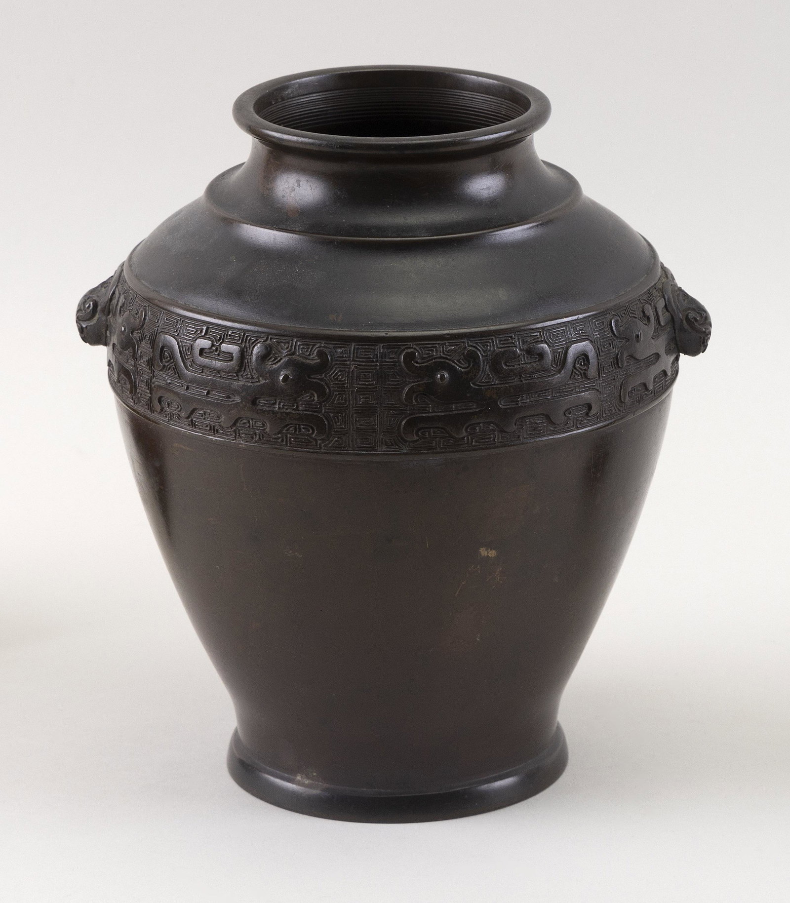 CHINESE BRONZE VASE Early 20th Century Height 8”. (1 of 2)