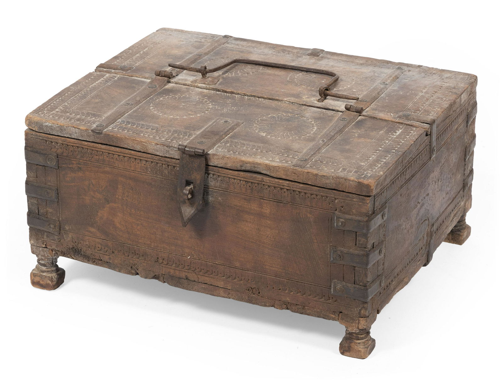 SMALL INDO-PERSIAN WOODEN CHEST Late 18th Century Height 9”. Width 18”. Depth 14”. (1 of 1)